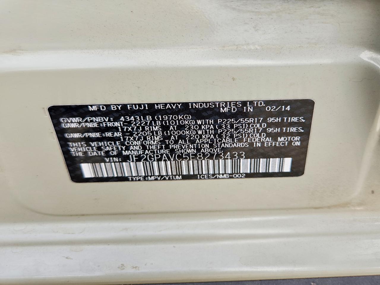 2014 Subaru Xv Crosstrek 2.0 Premium Cream vin: JF2GPAVC5E8273433