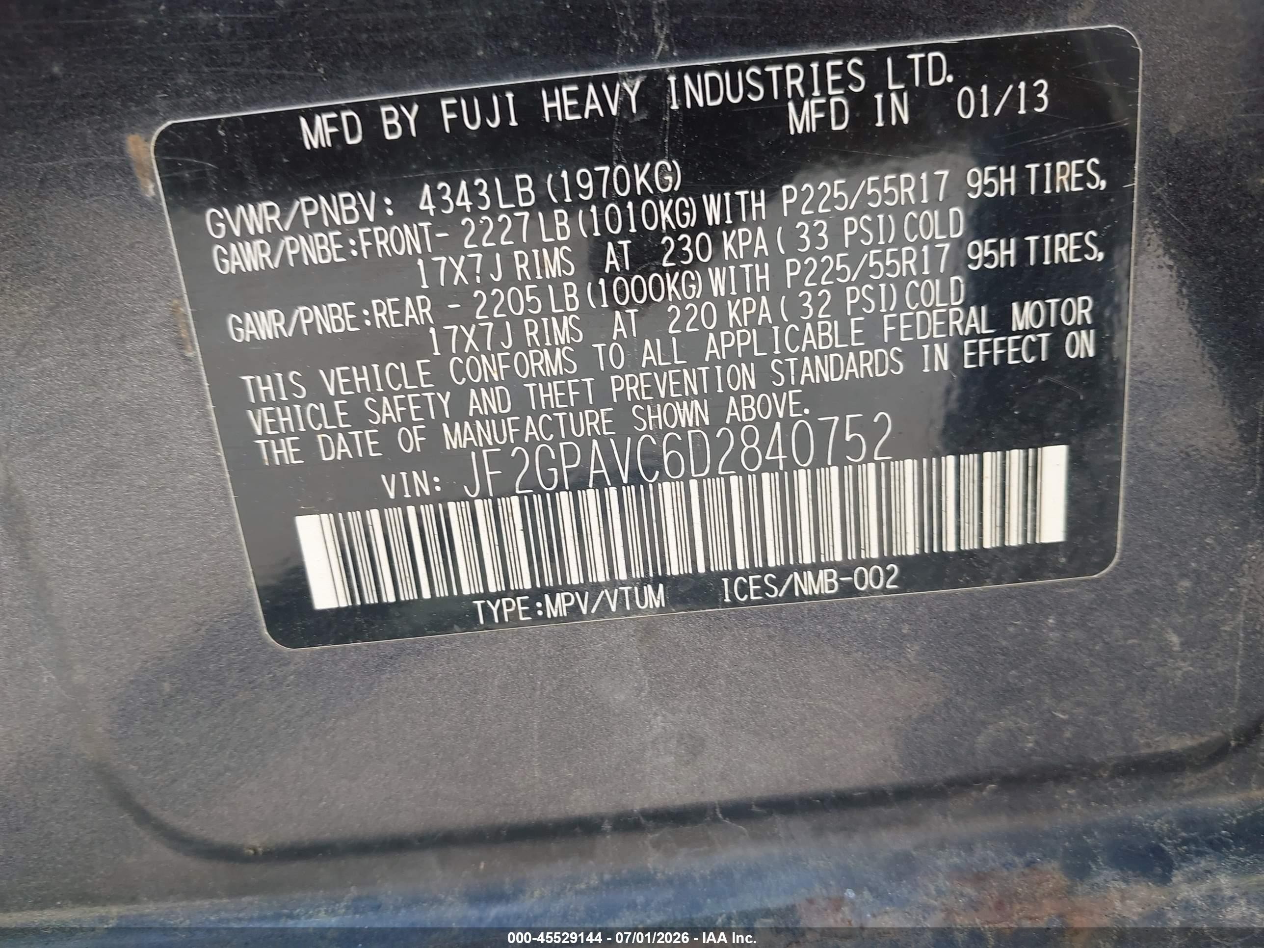 2013 Subaru Xv Crosstrek 2.0i Premium Gray vin: JF2GPAVC6D2840752