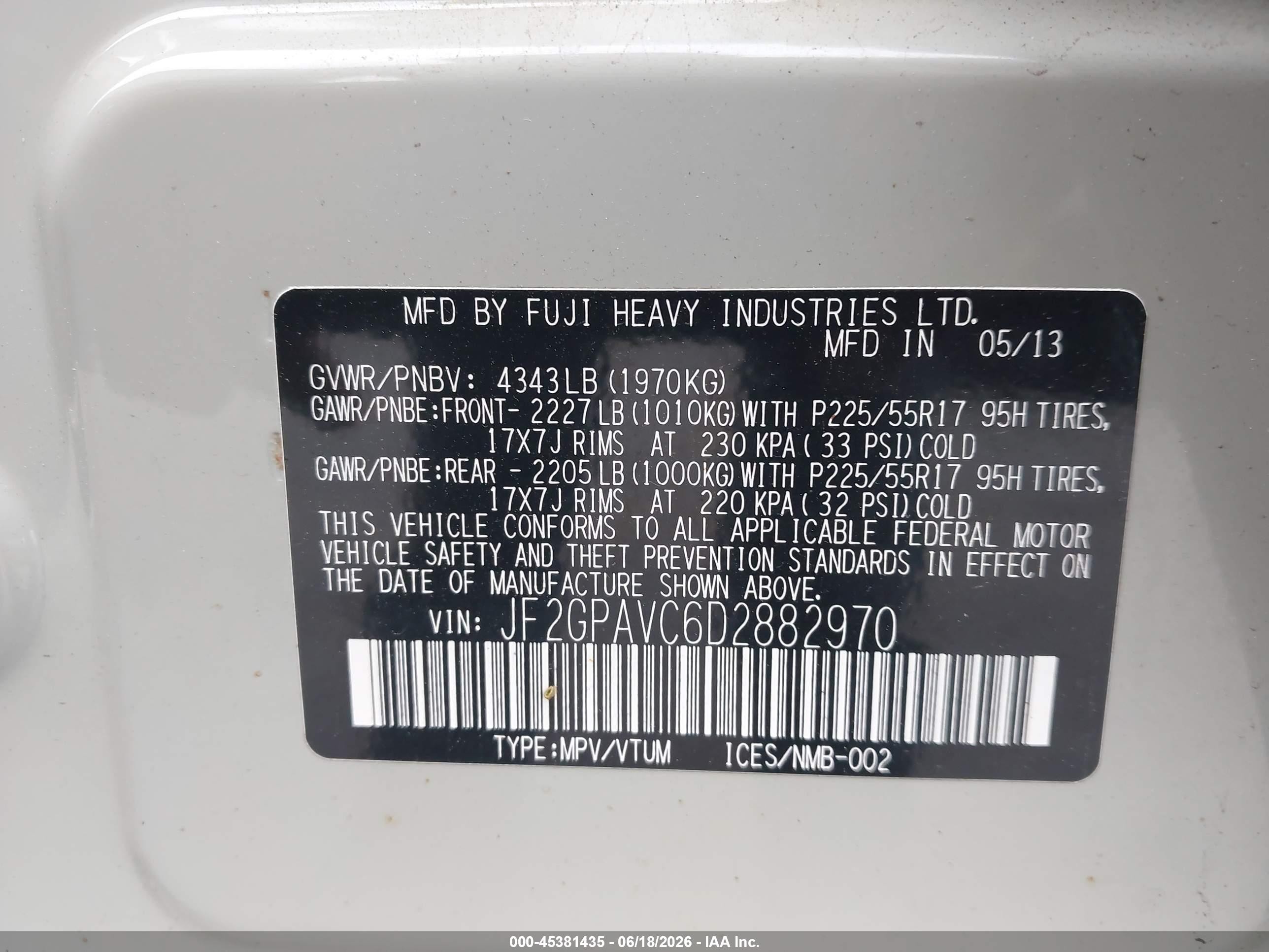 2013 Subaru Xv Crosstrek 2.0i Premium Cream vin: JF2GPAVC6D2882970