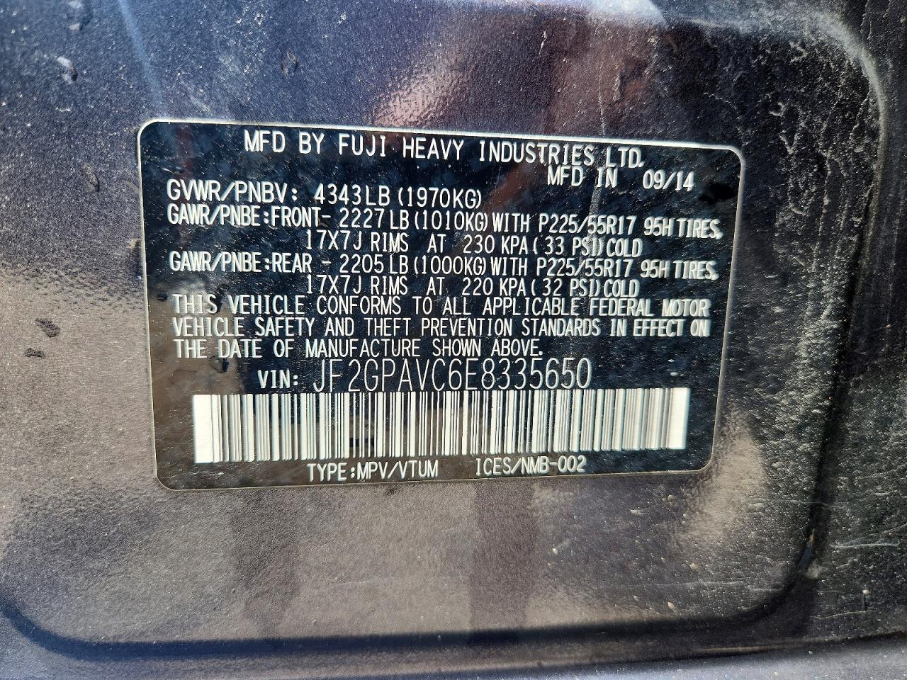 2014 Subaru Xv Crosstrek 2.0 Premium Синий vin: JF2GPAVC6E8335650