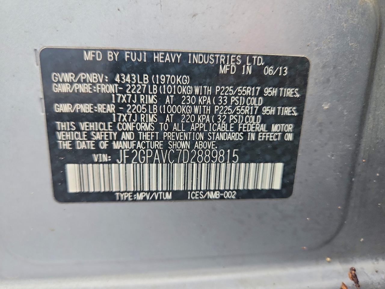 2013 Subaru Xv Crosstrek 2.0 Premium Silver vin: JF2GPAVC7D2889815