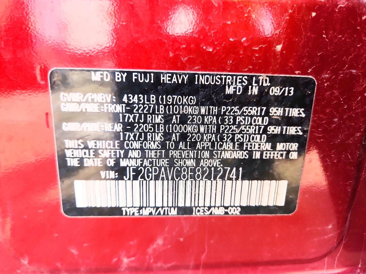 2014 Subaru Xv Crosstrek 2.0 Premium Red vin: JF2GPAVC8E8212741