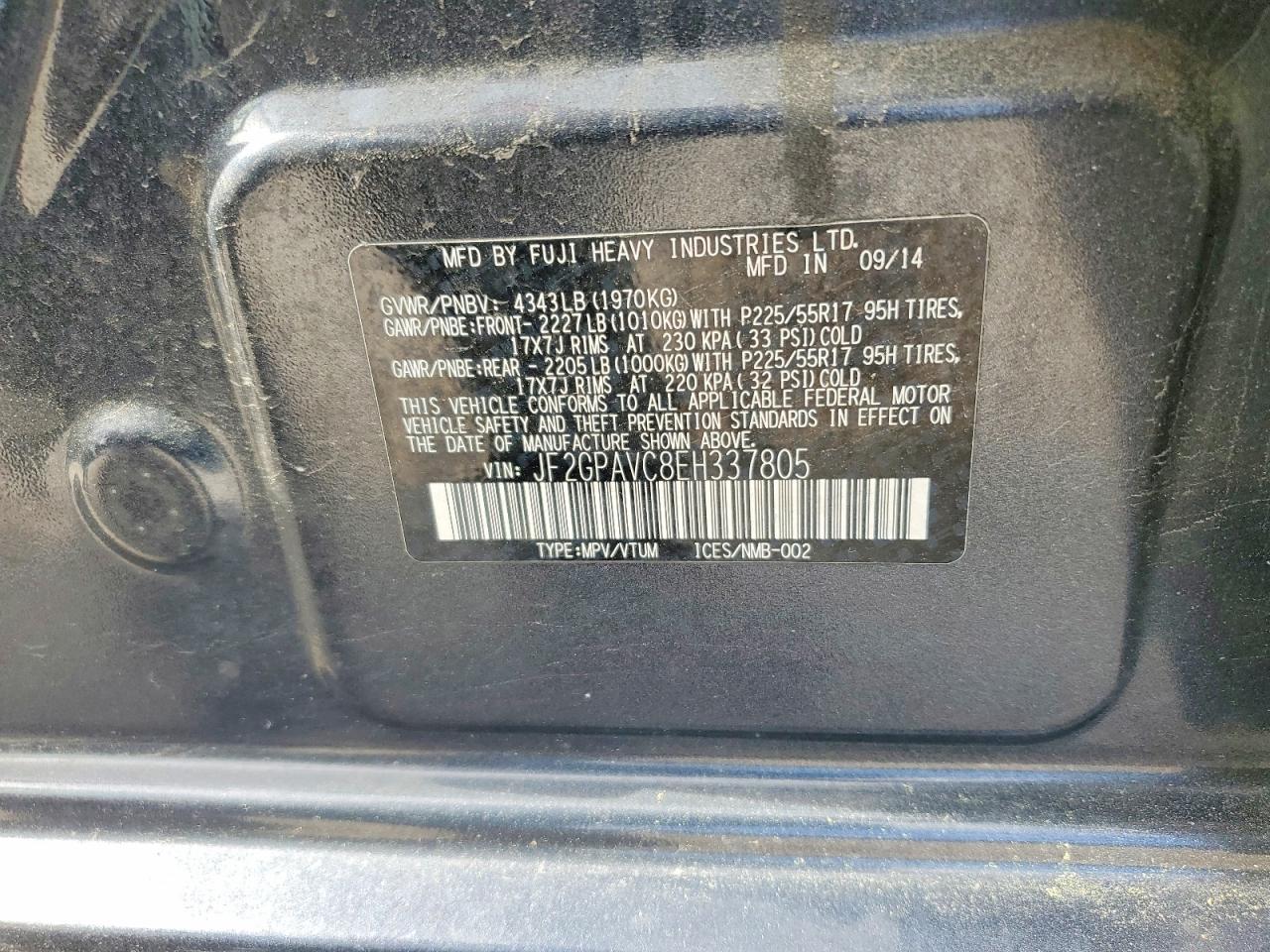 2014 Subaru Xv Crosstrek 2.0 Premium Charcoal vin: JF2GPAVC8EH337805