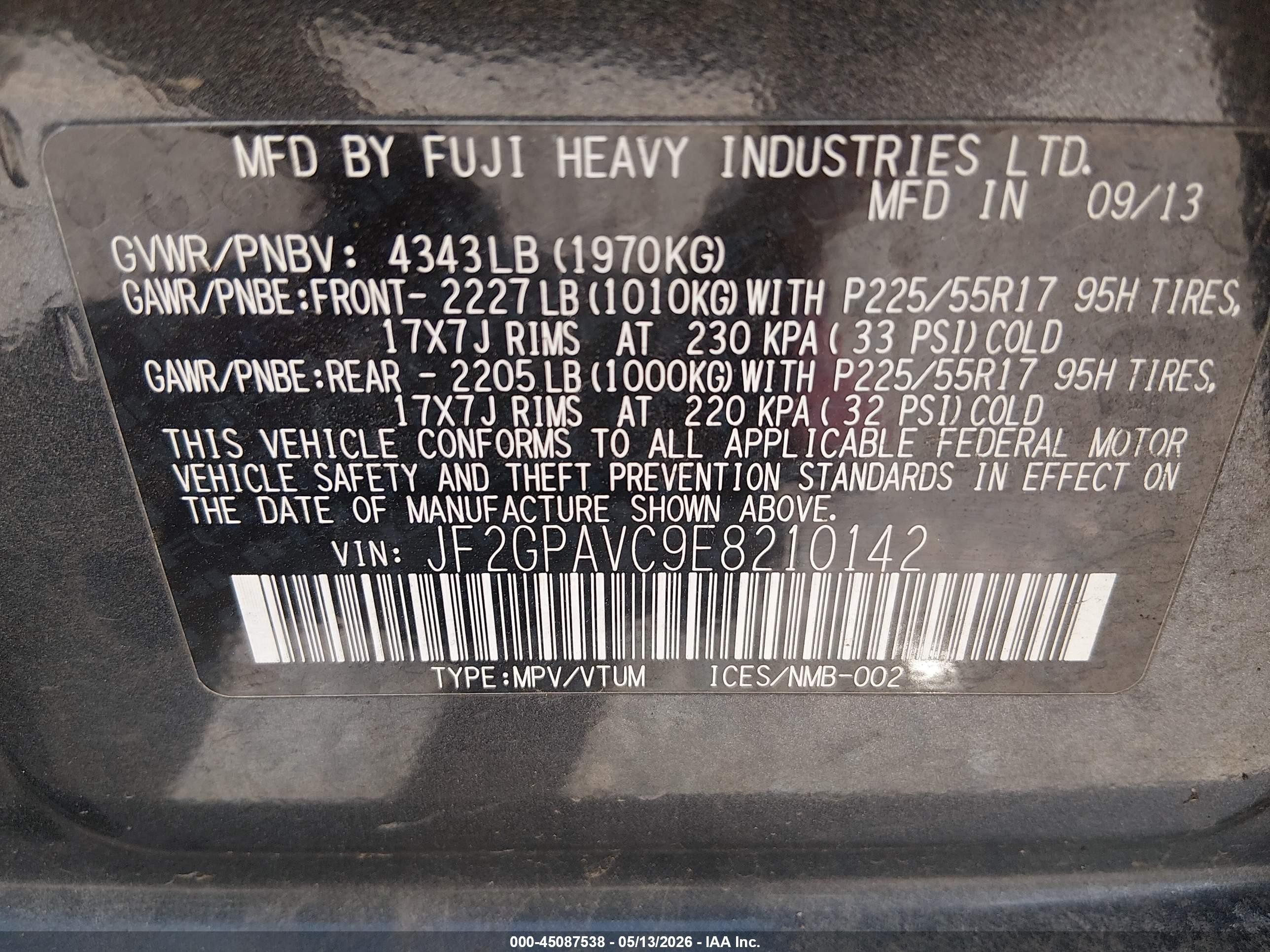 2014 Subaru Xv Crosstrek 2.0i Premium Gray vin: JF2GPAVC9E8210142