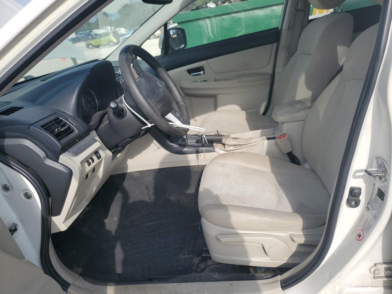 2014 Subaru Xv Crosstrek 2.0 Premium White vin: JF2GPAVCXE8322769 Damage: Left Front Seat, Stained, Permanent