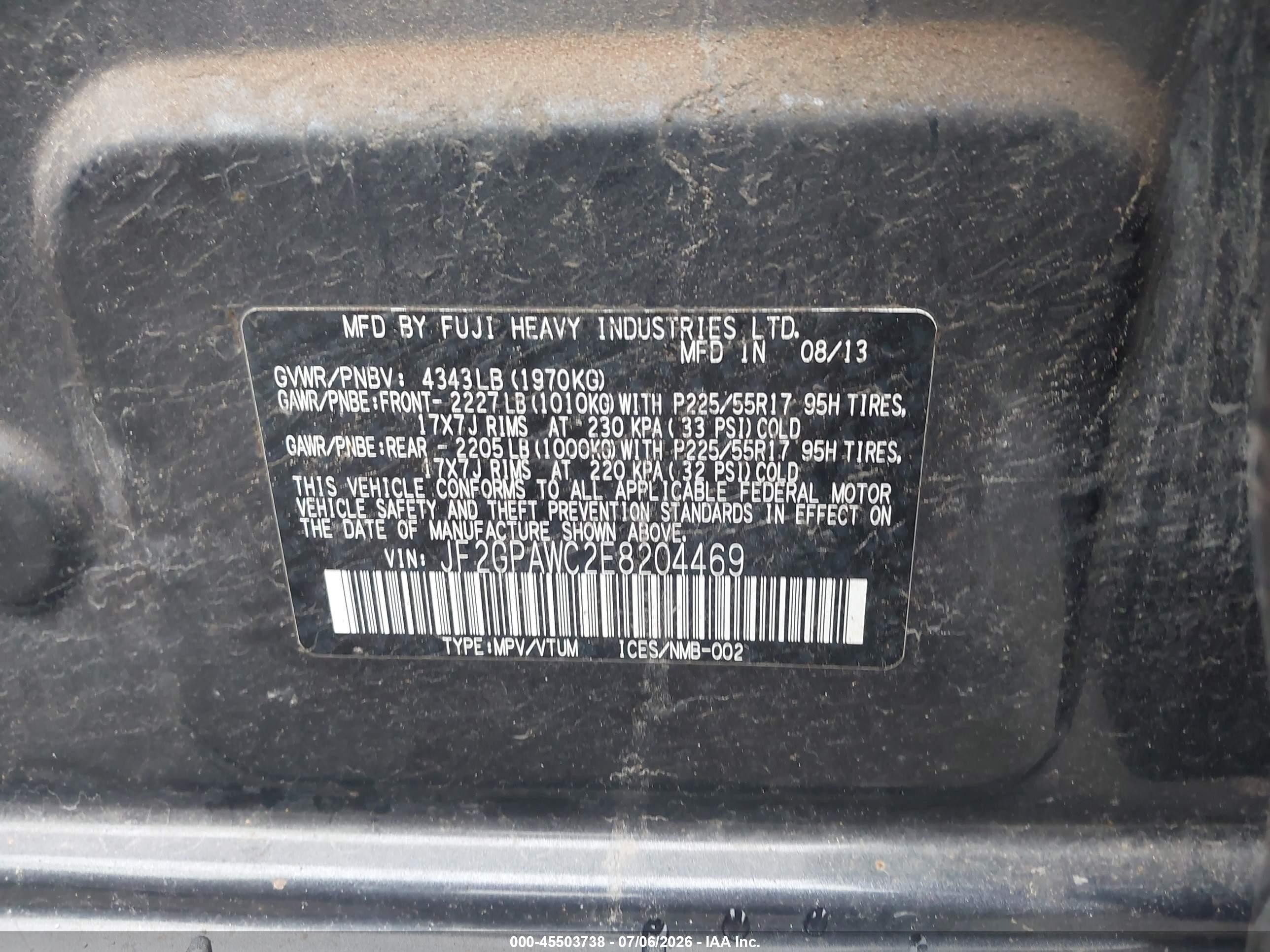 2014 Subaru Xv Crosstrek 2.0i Premium Gray vin: JF2GPAWC2E8204469