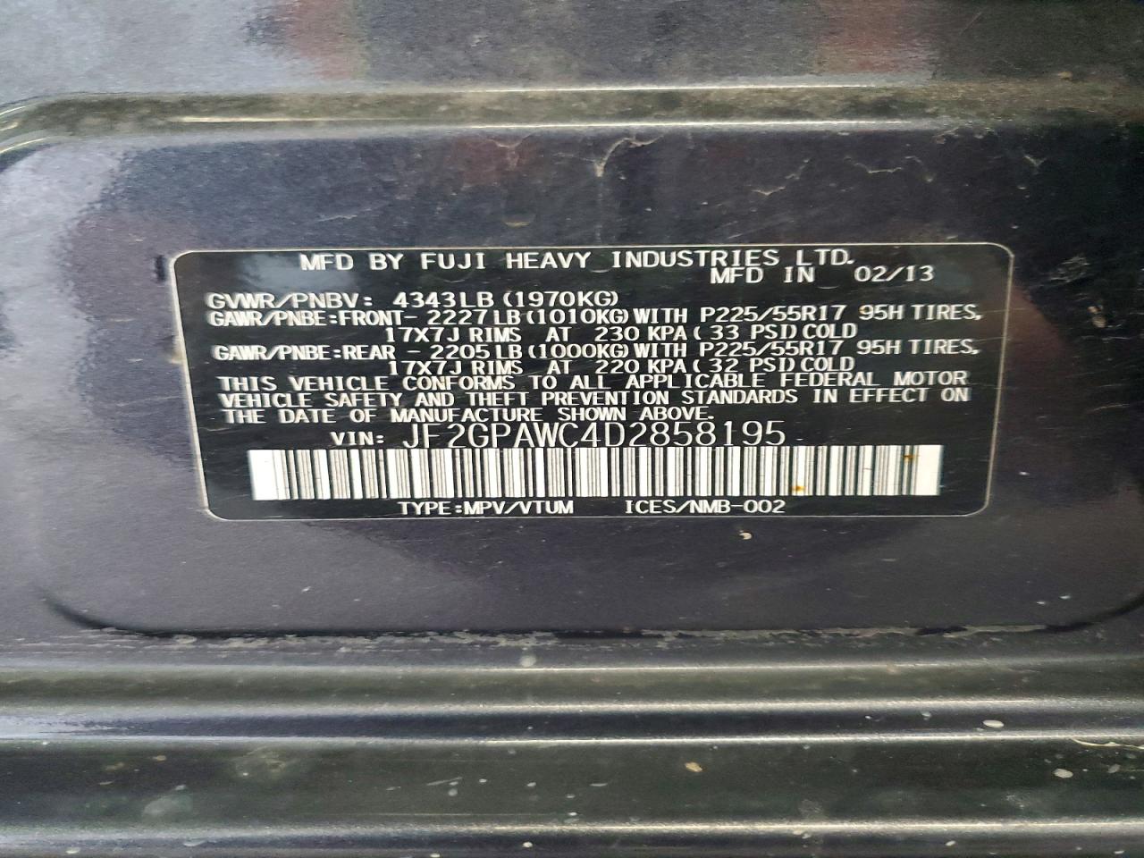 2013 Subaru Xv Crosstrek 2.0 Premium Черный vin: JF2GPAWC4D2858195