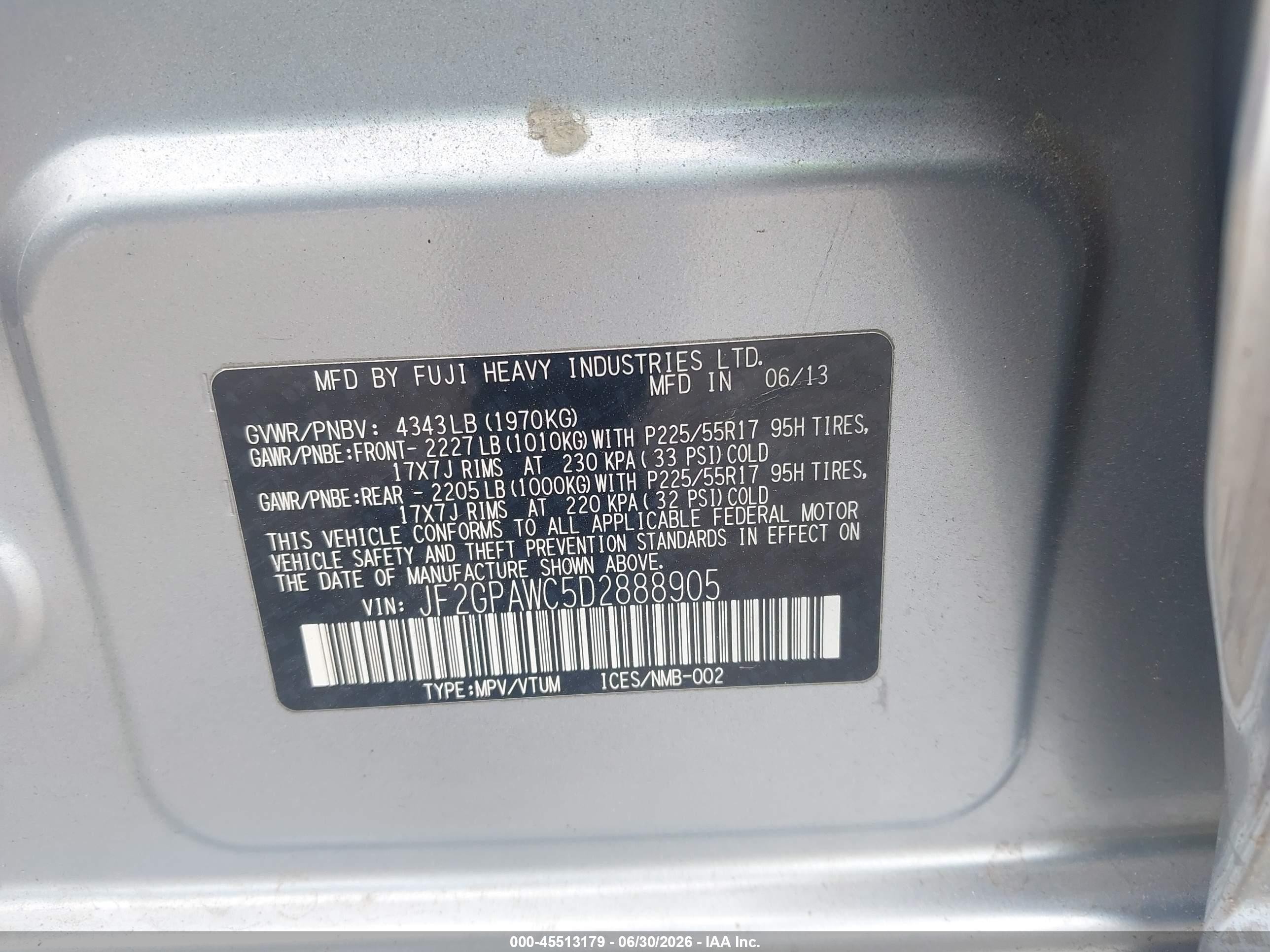 2013 Subaru Xv Crosstrek 2.0i Premium Silver vin: JF2GPAWC5D2888905