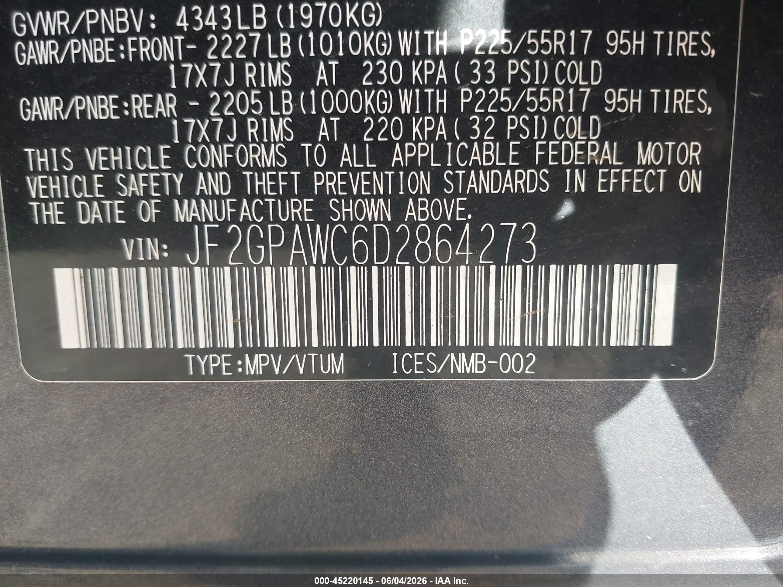 2013 Subaru Xv Crosstrek 2.0i Premium Gray vin: JF2GPAWC6D2864273