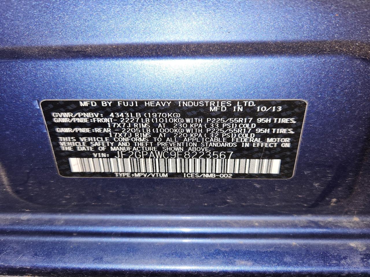 2014 Subaru Xv Crosstrek 2.0 Premium Синий vin: JF2GPAWC9E8223567