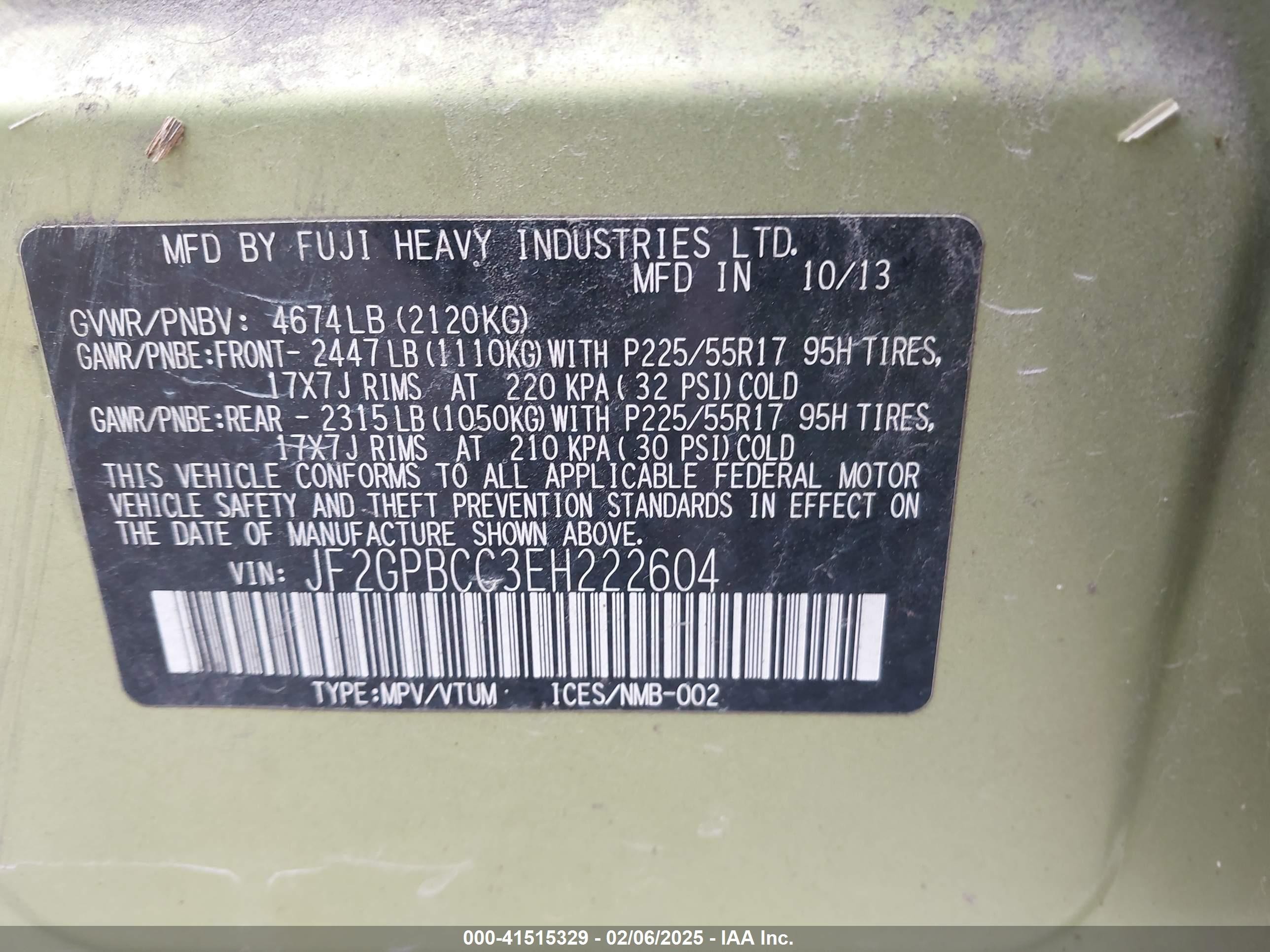 2014 Subaru Xv Crosstrek Hybrid 2.0i Зеленый vin: JF2GPBCC3EH222604