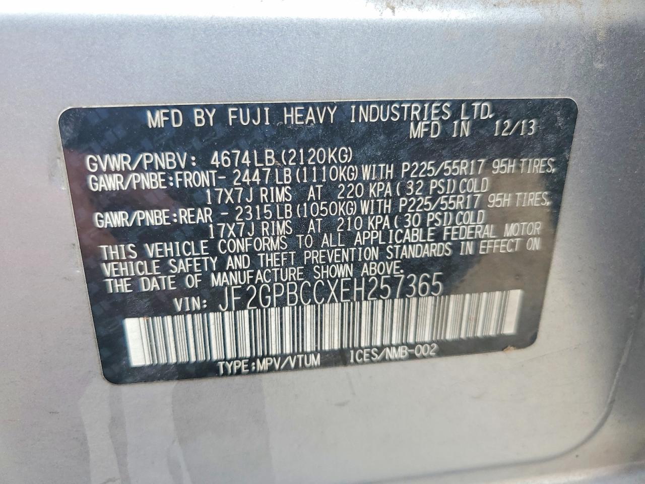 2014 Subaru Xv Crosstrek 2.0i Hybrid Silver vin: JF2GPBCCXEH257365