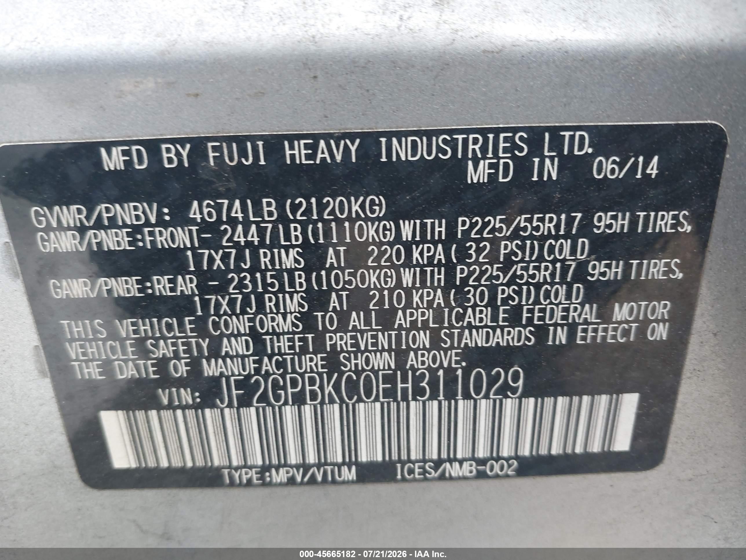 2014 Subaru Xv Crosstrek Hybrid 2.0i Touring Silver vin: JF2GPBKC0EH311029