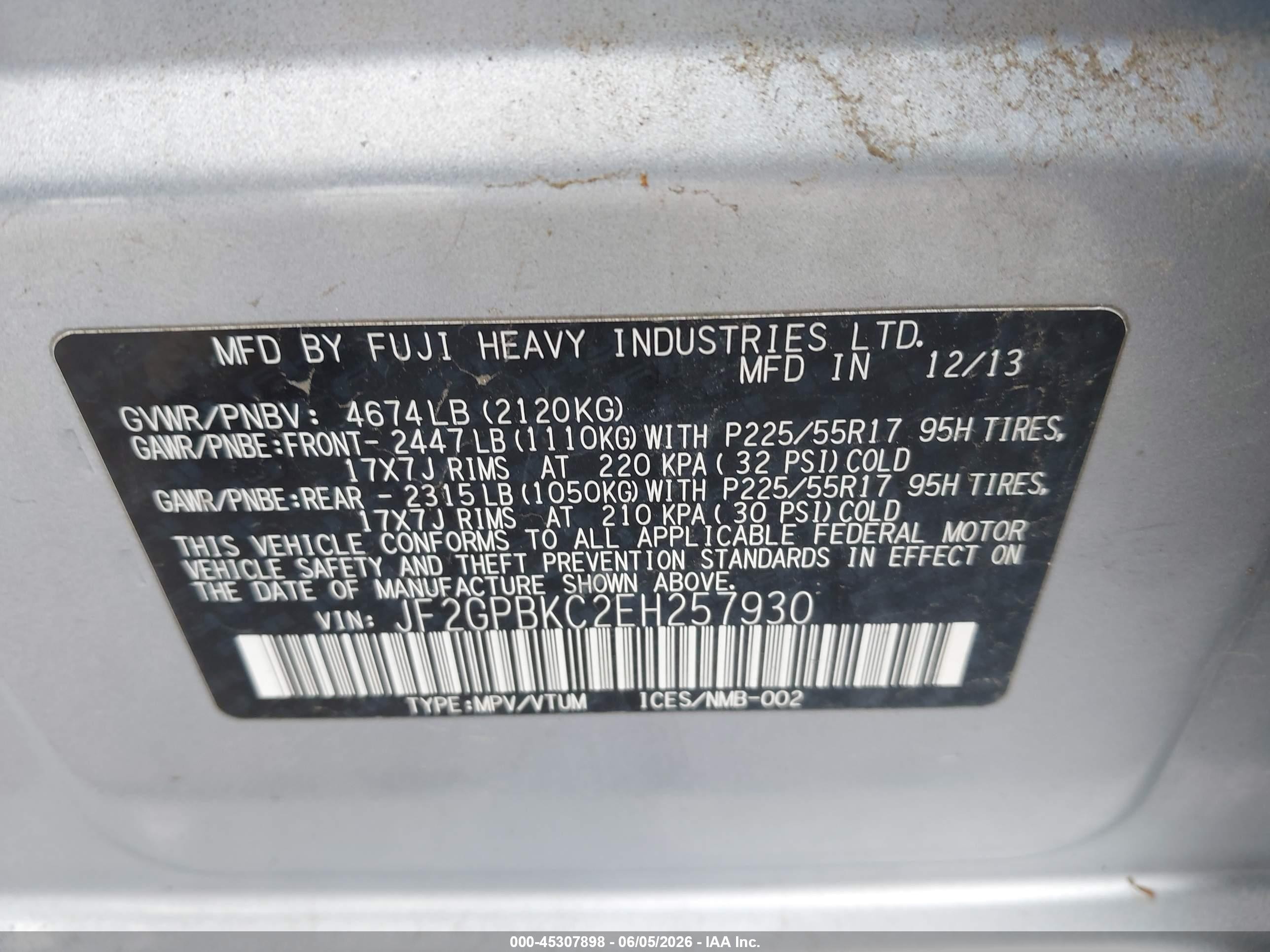 2014 Subaru Xv Crosstrek Hybrid 2.0i Touring Silver vin: JF2GPBKC2EH257930