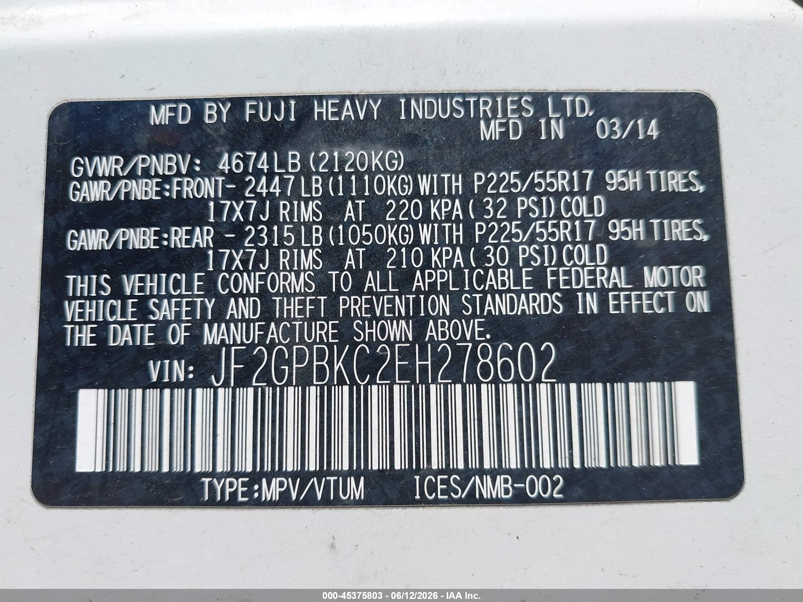 2014 Subaru Xv Crosstrek Hybrid 2.0i Touring White vin: JF2GPBKC2EH278602