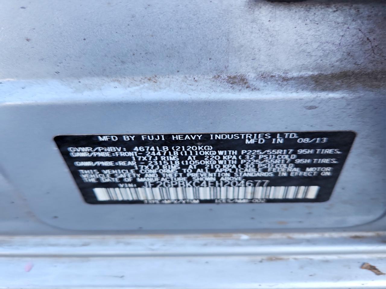 2014 Subaru Xv Crosstrek 2.0i Hybrid Touring Silver vin: JF2GPBKC4EH204677