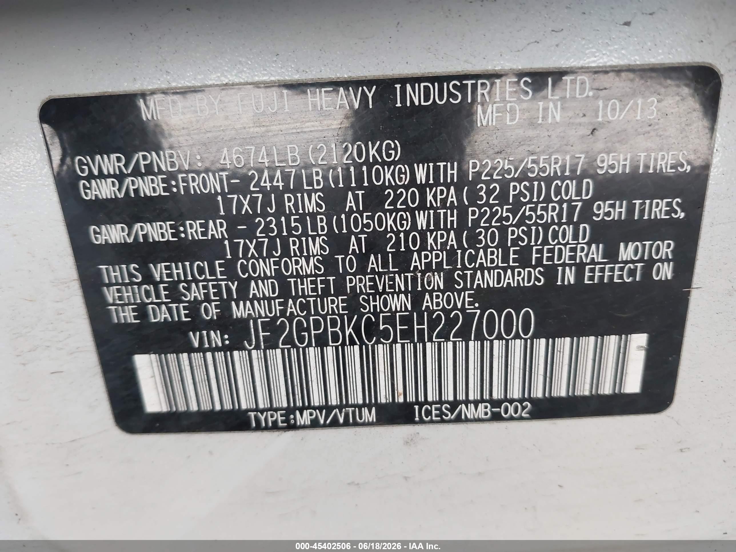 2014 Subaru Xv Crosstrek Hybrid 2.0i Touring White vin: JF2GPBKC5EH227000