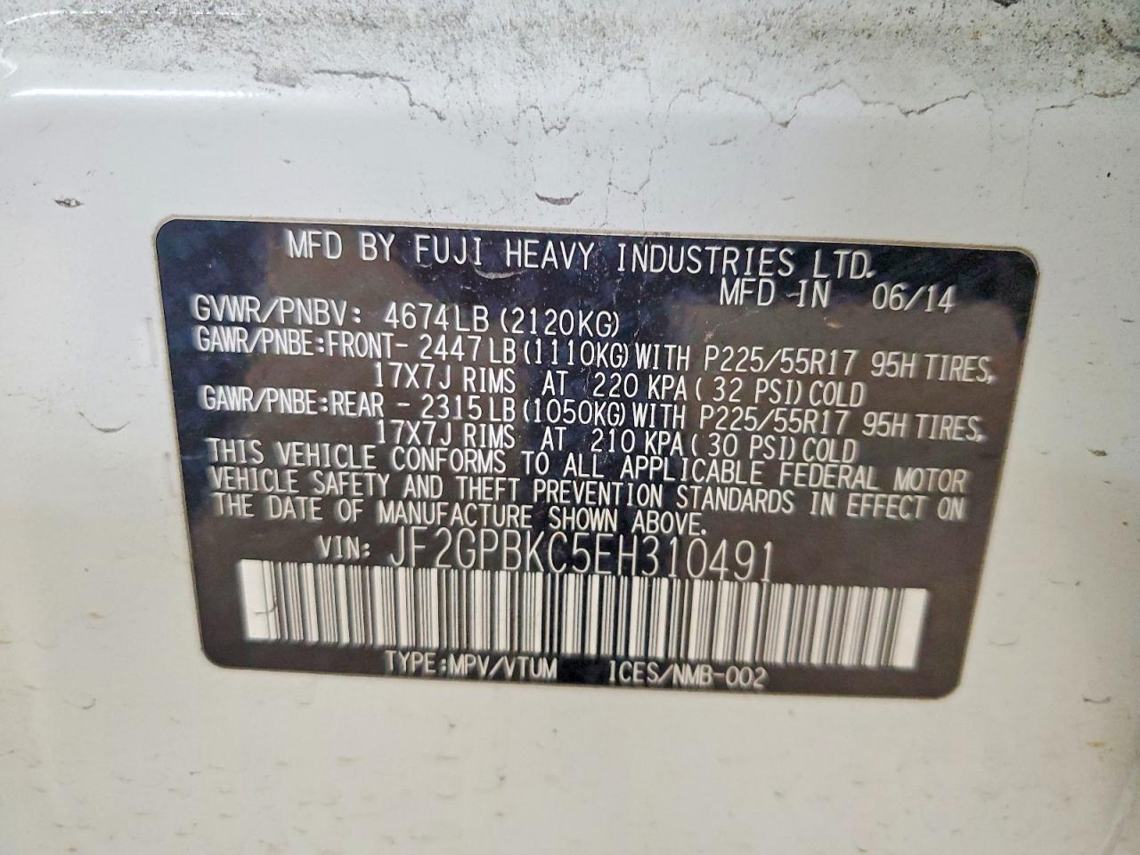 2014 Subaru Xv Crosstrek 2.0i Hybrid Touring White vin: JF2GPBKC5EH310491