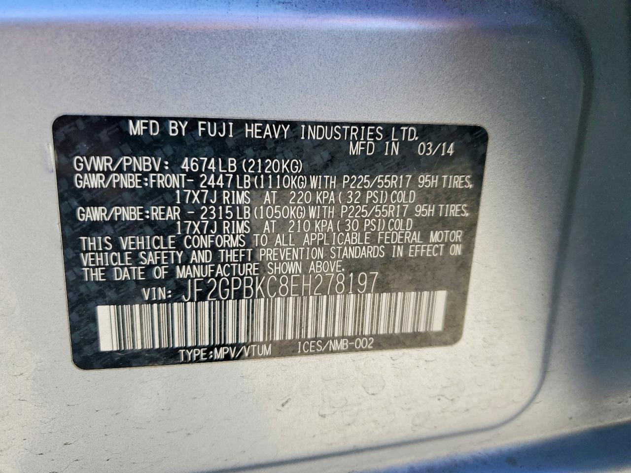 2014 Subaru Xv Crosstrek 2.0i Hybrid Touring Silver vin: JF2GPBKC8EH278197
