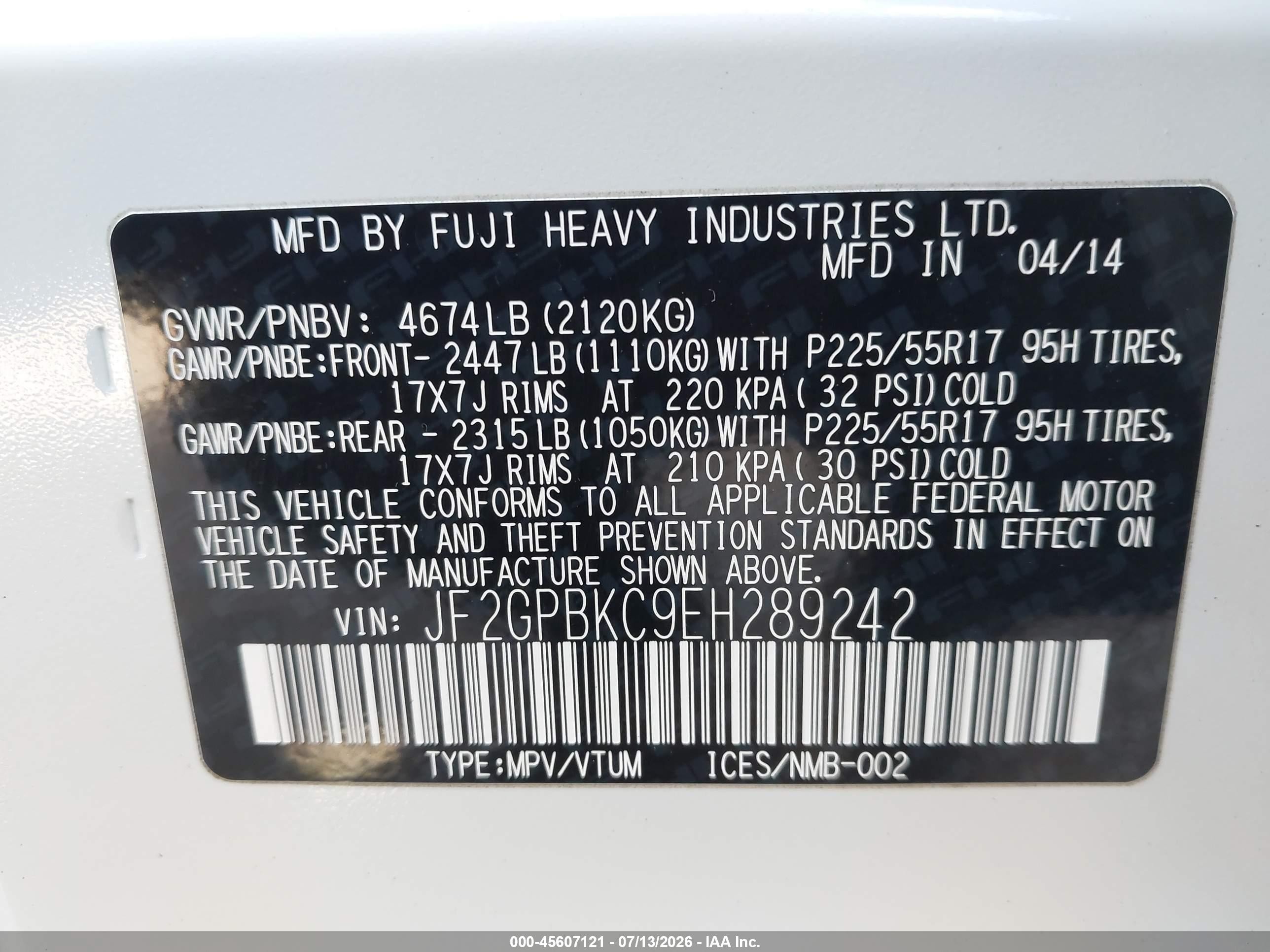 2014 Subaru Xv Crosstrek Hybrid 2.0i Touring White vin: JF2GPBKC9EH289242