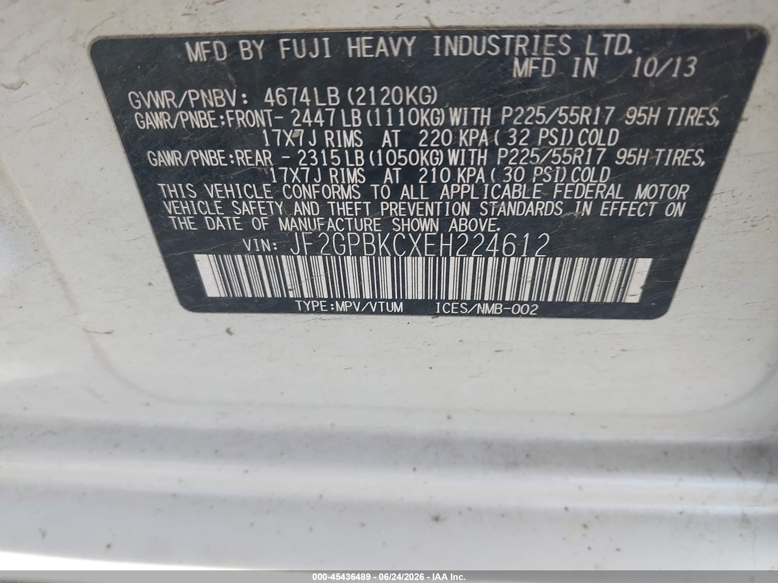 2014 Subaru Xv Crosstrek Hybrid 2.0i Touring White vin: JF2GPBKCXEH224612