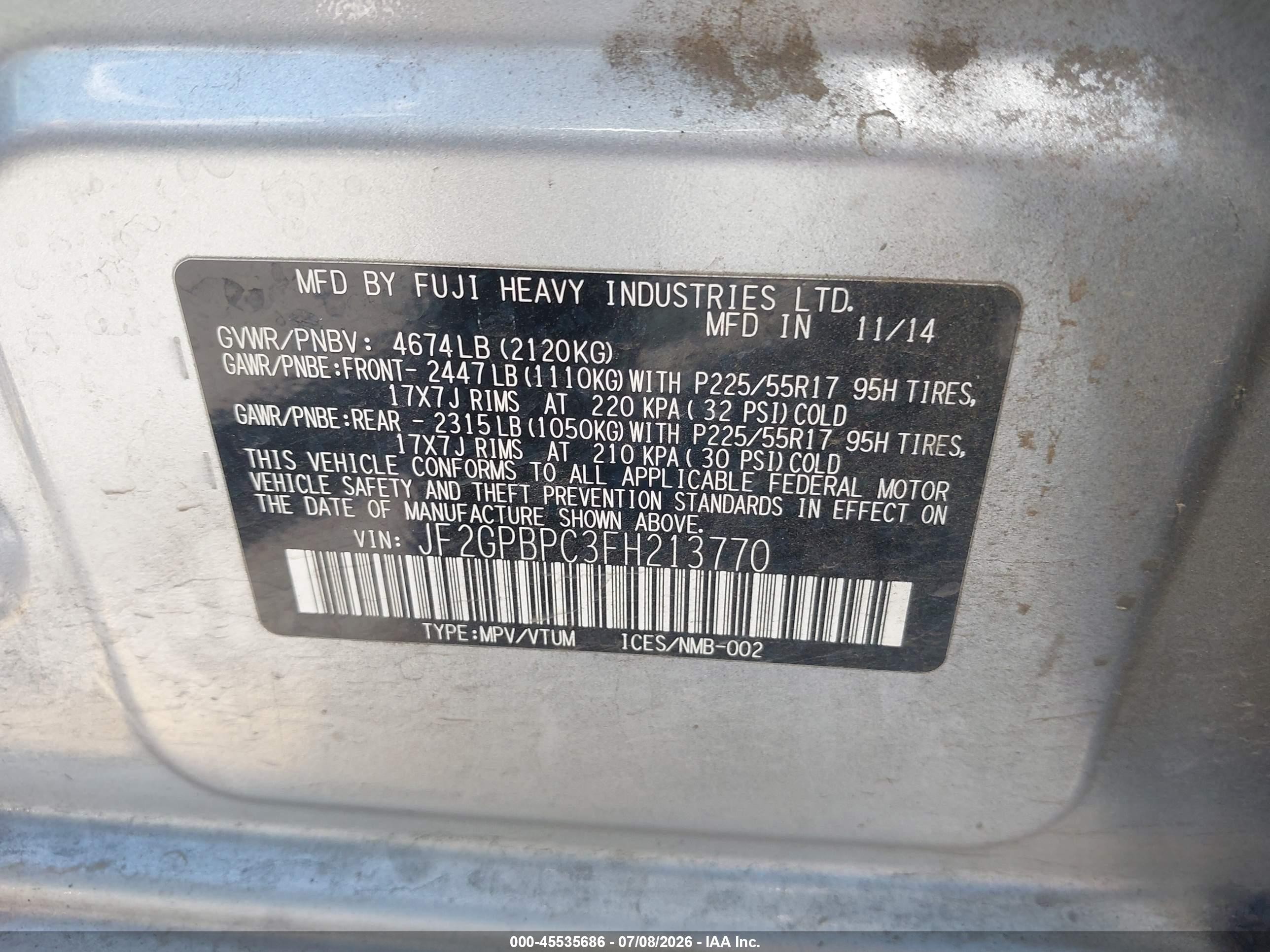 2015 Subaru Xv Crosstrek Hybrid Touring Silver vin: JF2GPBPC3FH213770