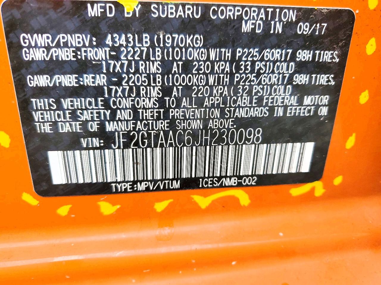 2018 Subaru Crosstrek Orange vin: JF2GTAAC6JH230098