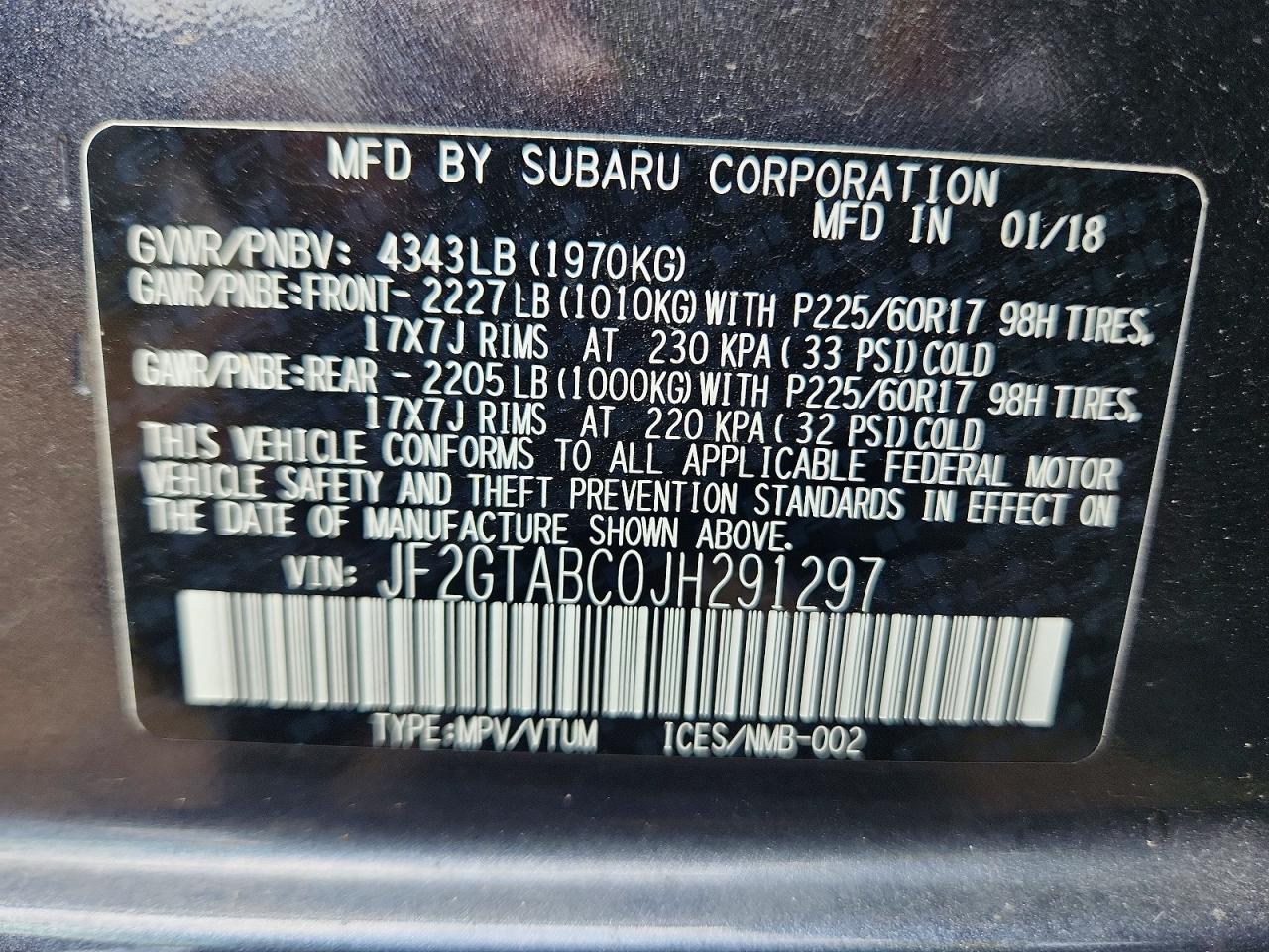 2018 Subaru Crosstrek Premium Gray vin: JF2GTABC0JH291297