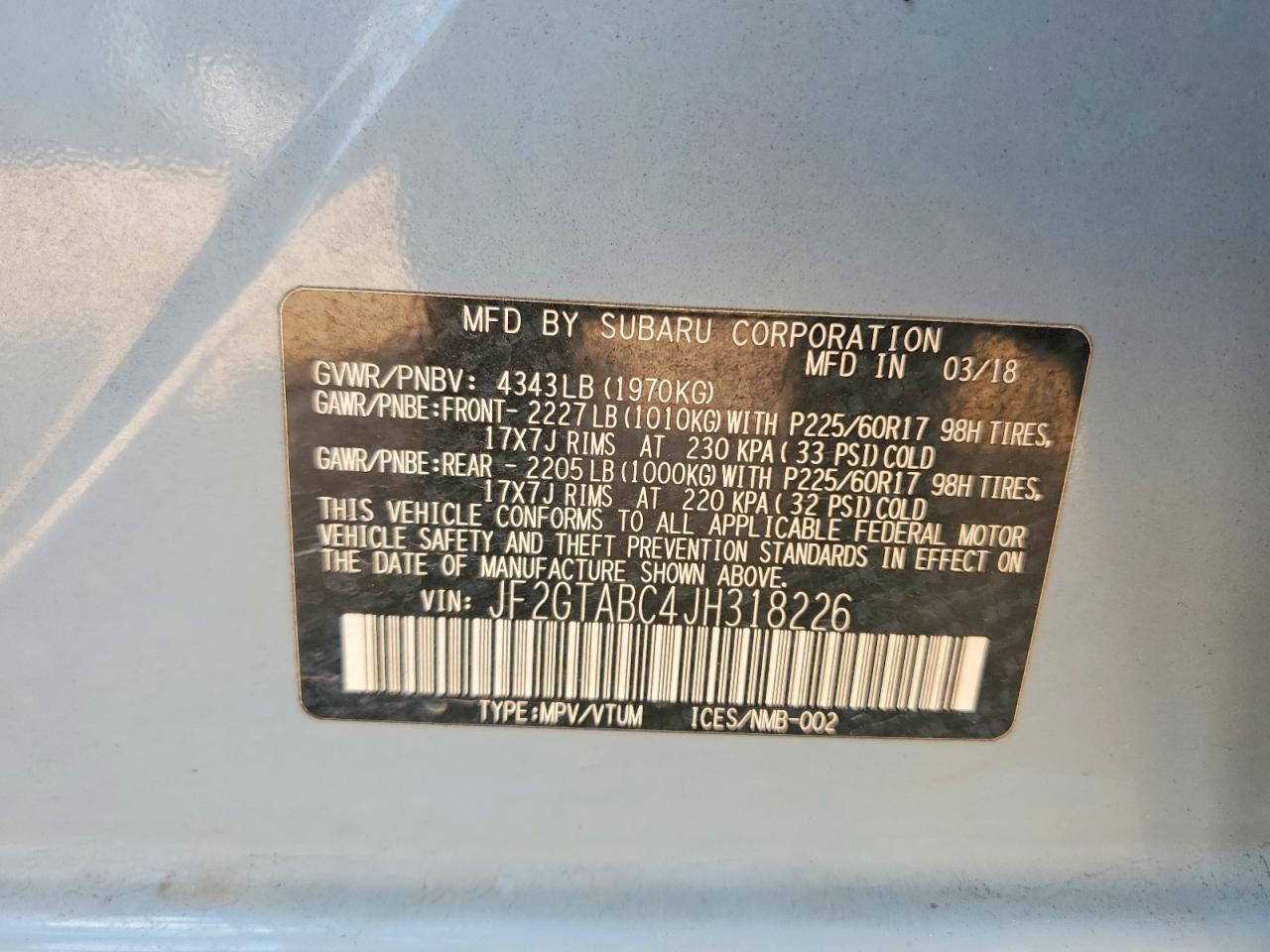 2018 Subaru Crosstrek Premium Blue vin: JF2GTABC4JH318226