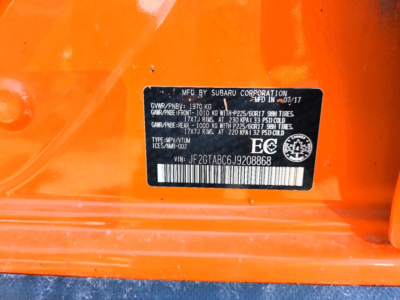 2018 Subaru Crosstrek Premium Orange vin: JF2GTABC6J9208868