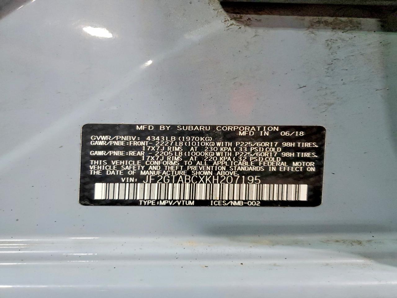 2019 Subaru Crosstrek Blue vin: JF2GTABCXKH207195