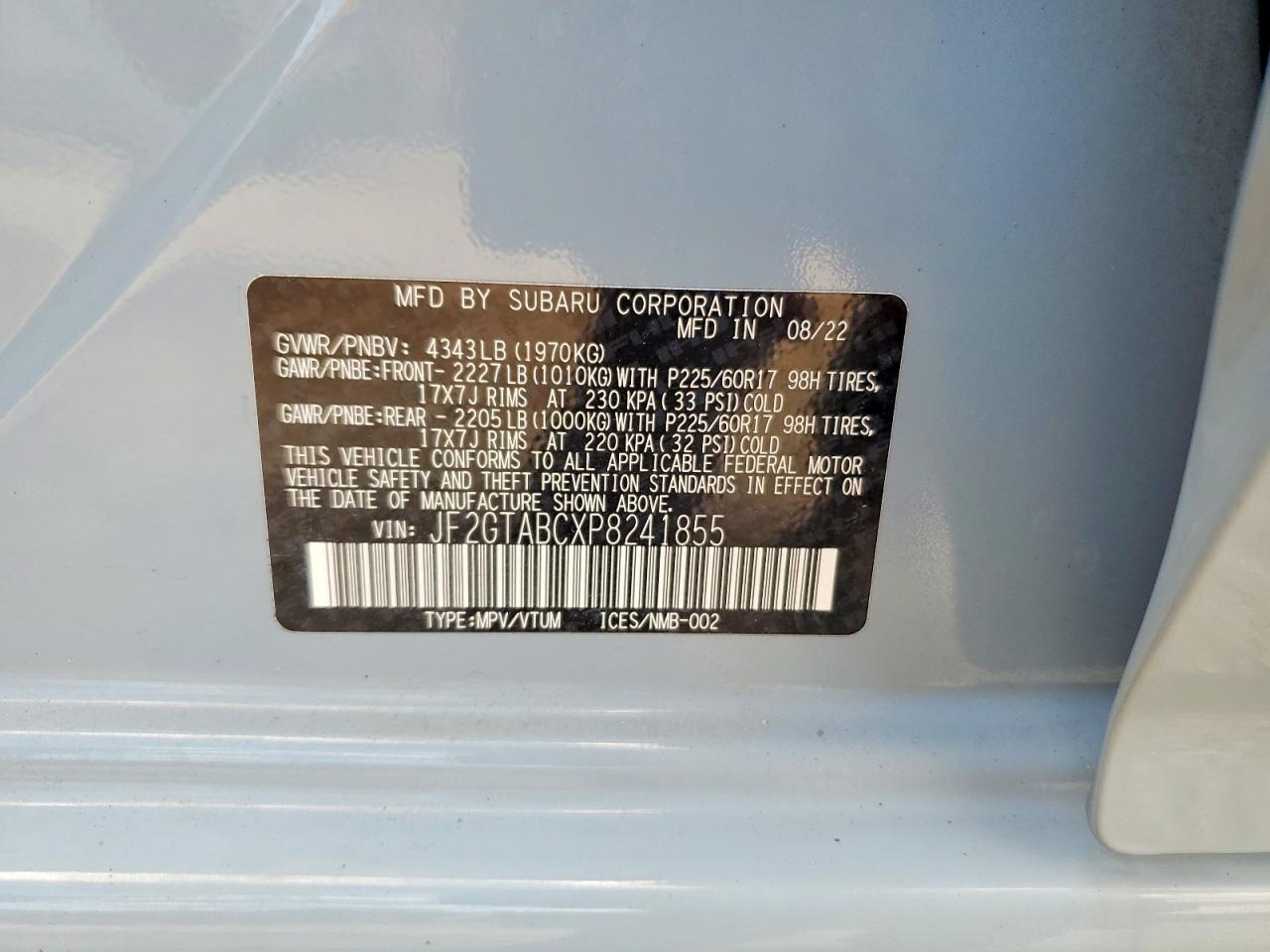 2023 Subaru Crosstrek Blue vin: JF2GTABCXP8241855
