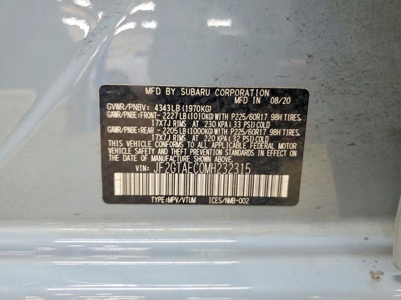 2021 Subaru Crosstrek Premium Синий vin: JF2GTAEC0MH232315
