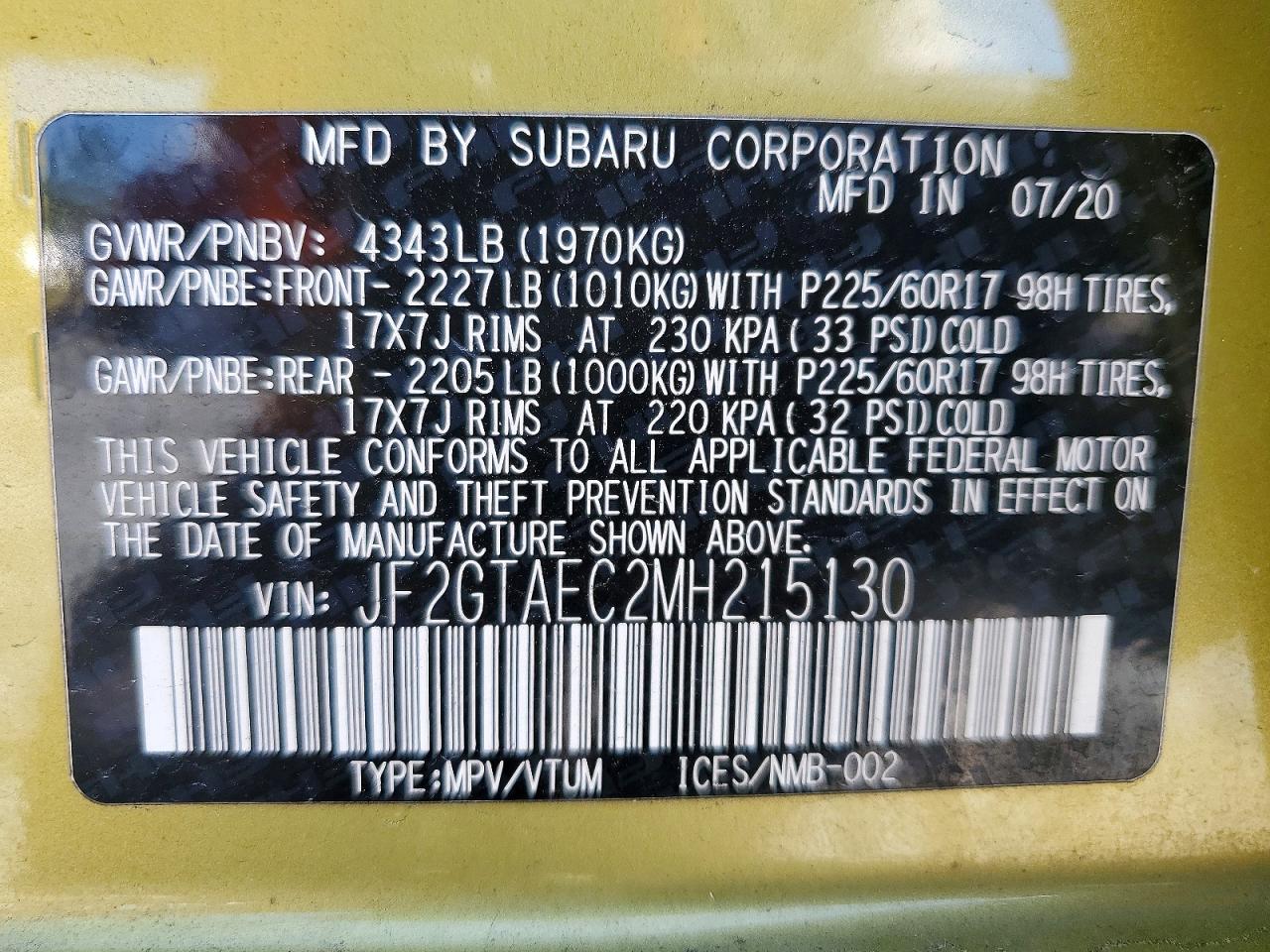 2021 Subaru Crosstrek Premium Green vin: JF2GTAEC2MH215130