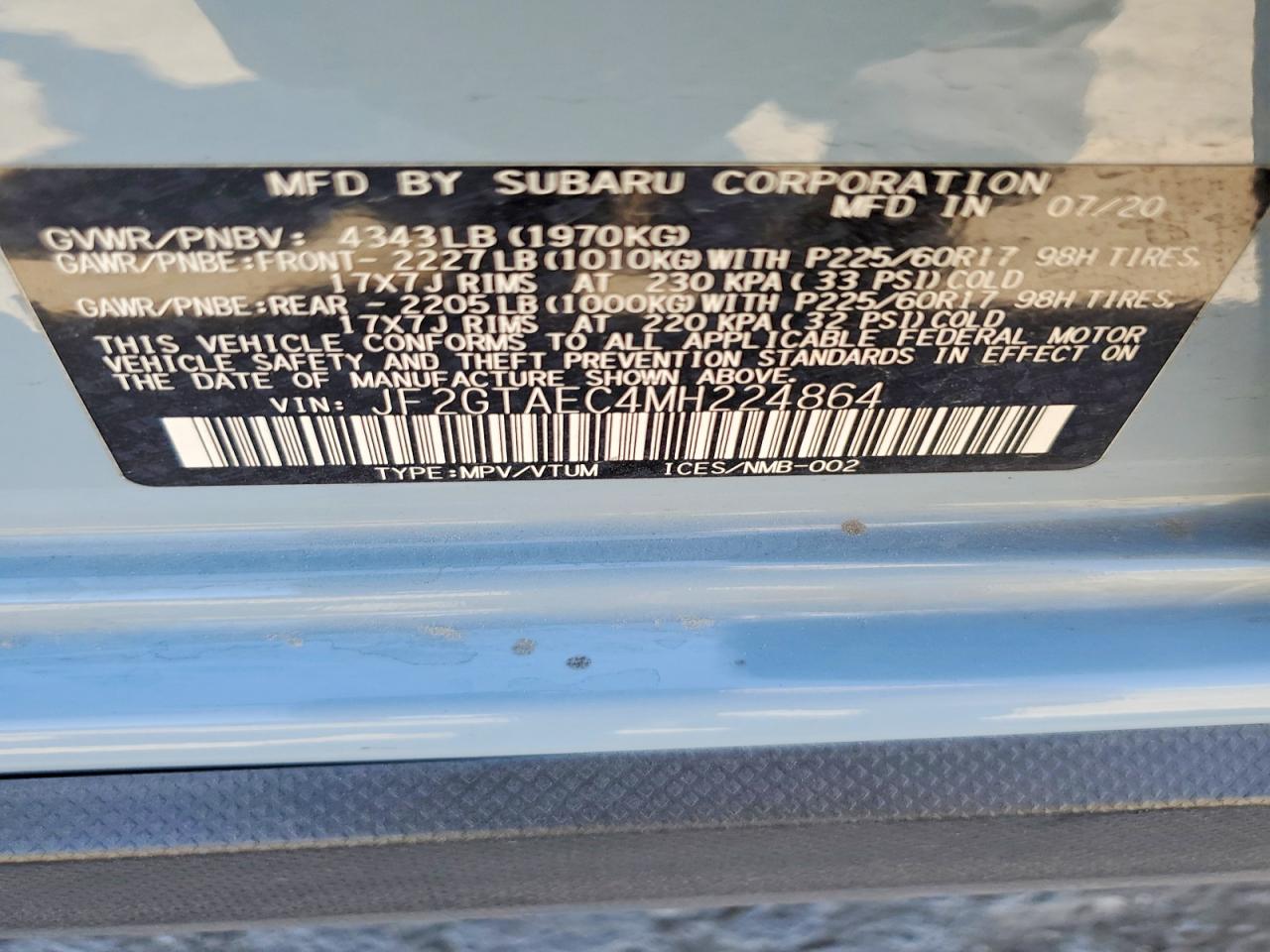 2021 Subaru Crosstrek Premium Blue vin: JF2GTAEC4MH224864