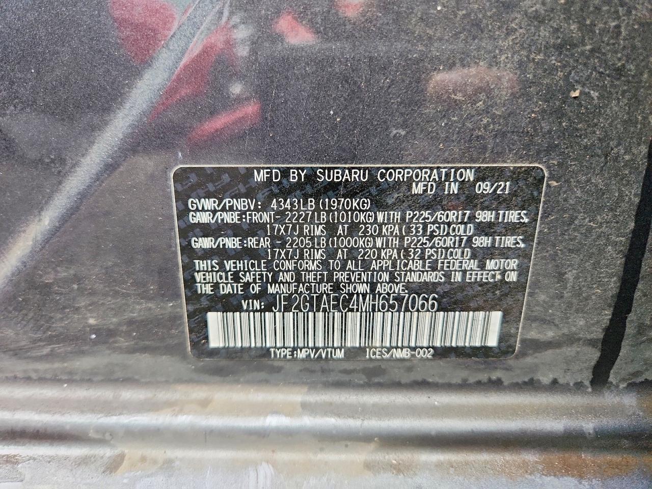 2021 Subaru Crosstrek Premium Charcoal vin: JF2GTAEC4MH657066