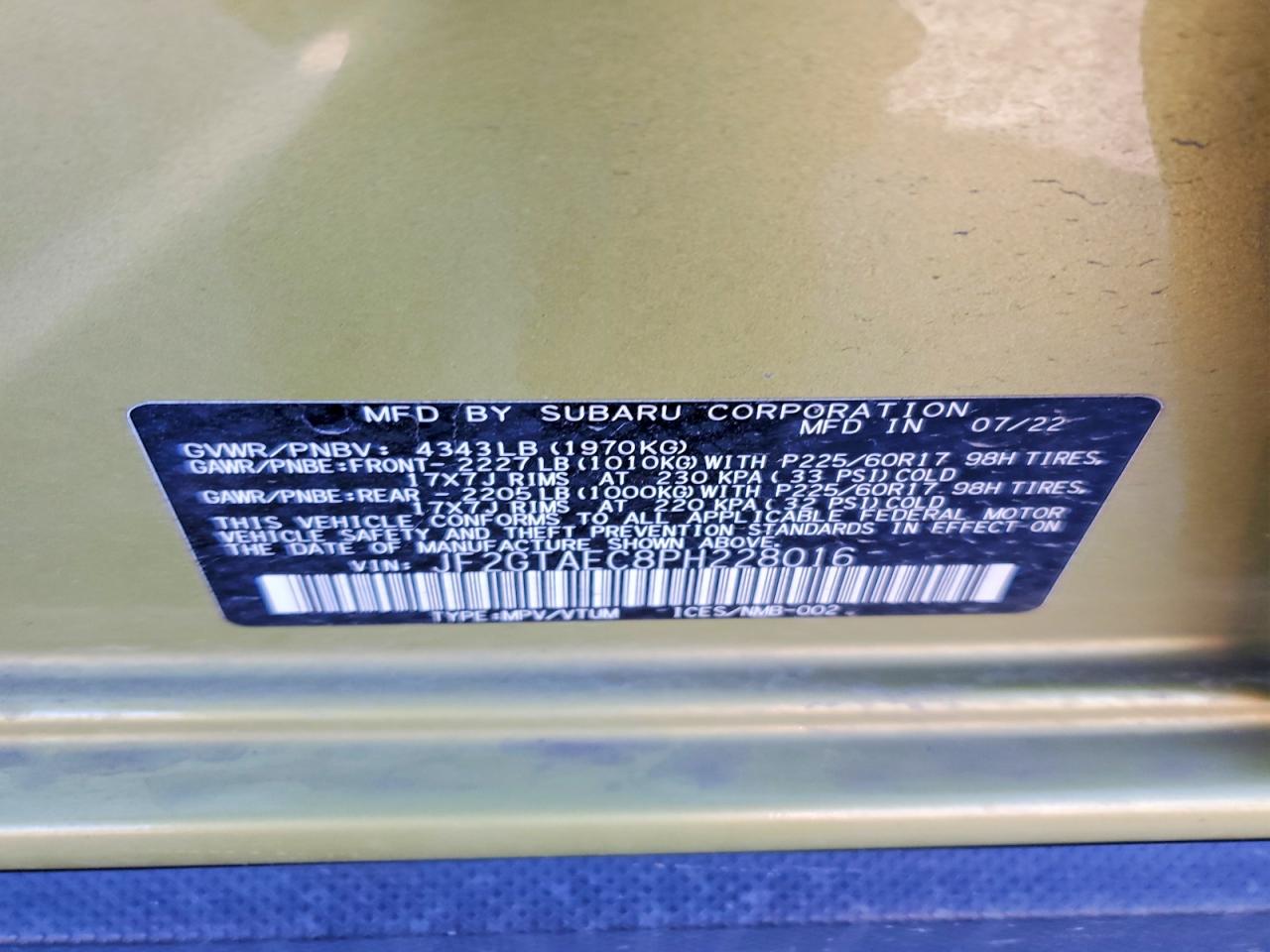 2023 Subaru Crosstrek Premium Green vin: JF2GTAEC8PH228016