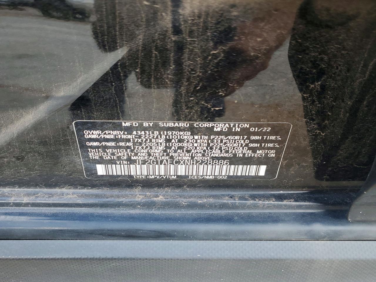 2022 Subaru Crosstrek Premium Black vin: JF2GTAECXNH228886