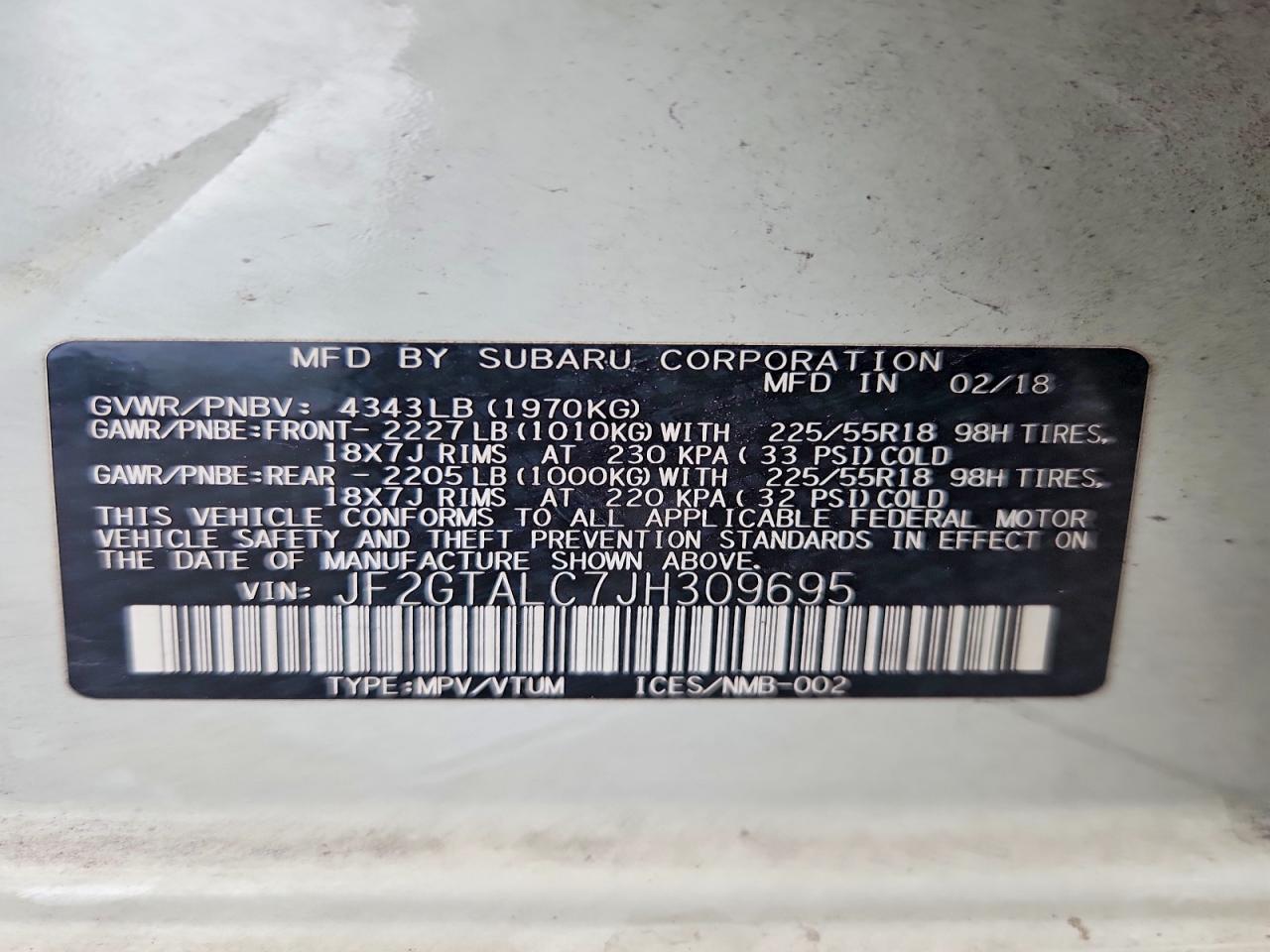 2018 Subaru Crosstrek Limited White vin: JF2GTALC7JH309695