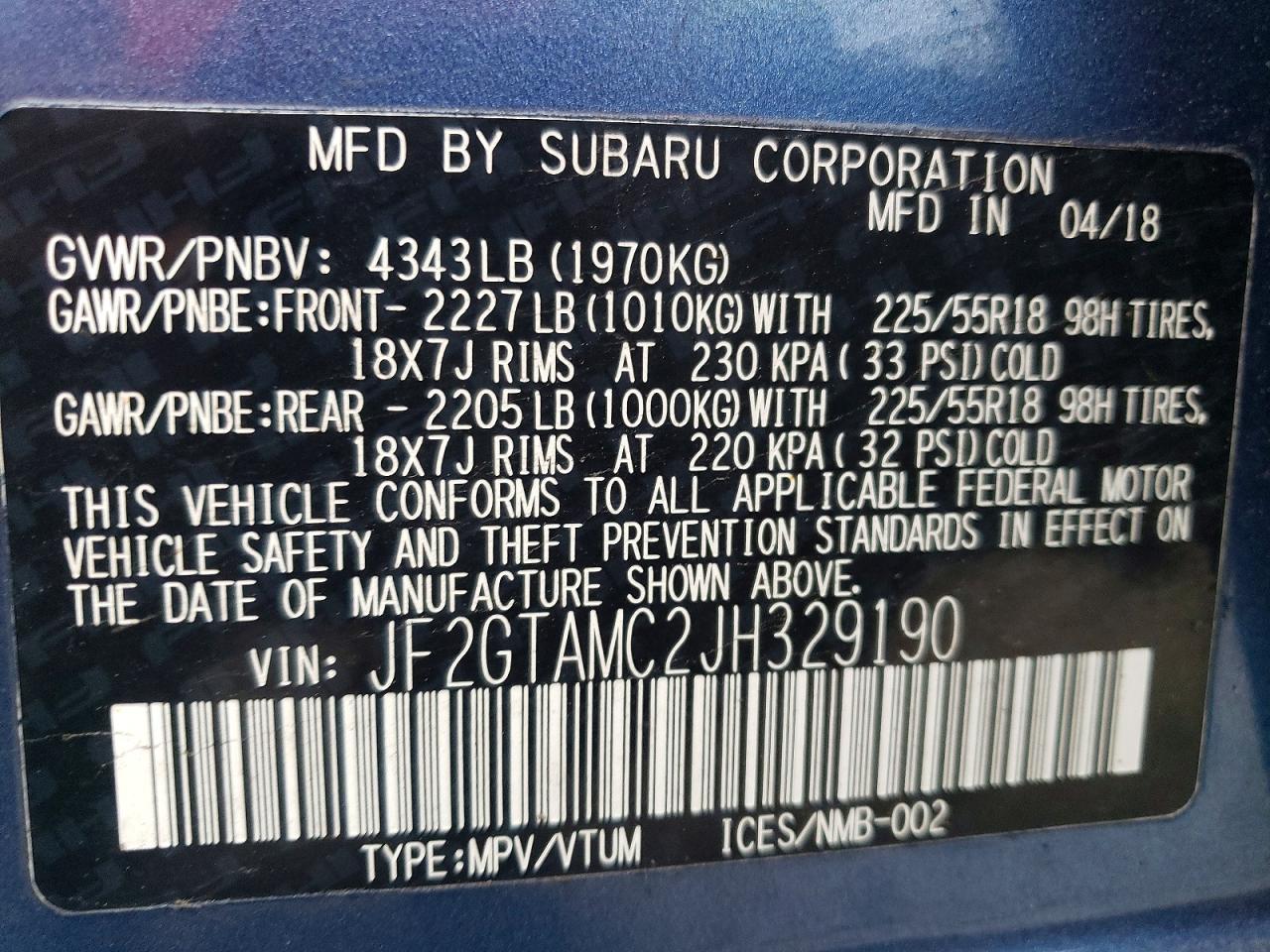 2018 Subaru Crosstrek Limited Blue vin: JF2GTAMC2JH329190
