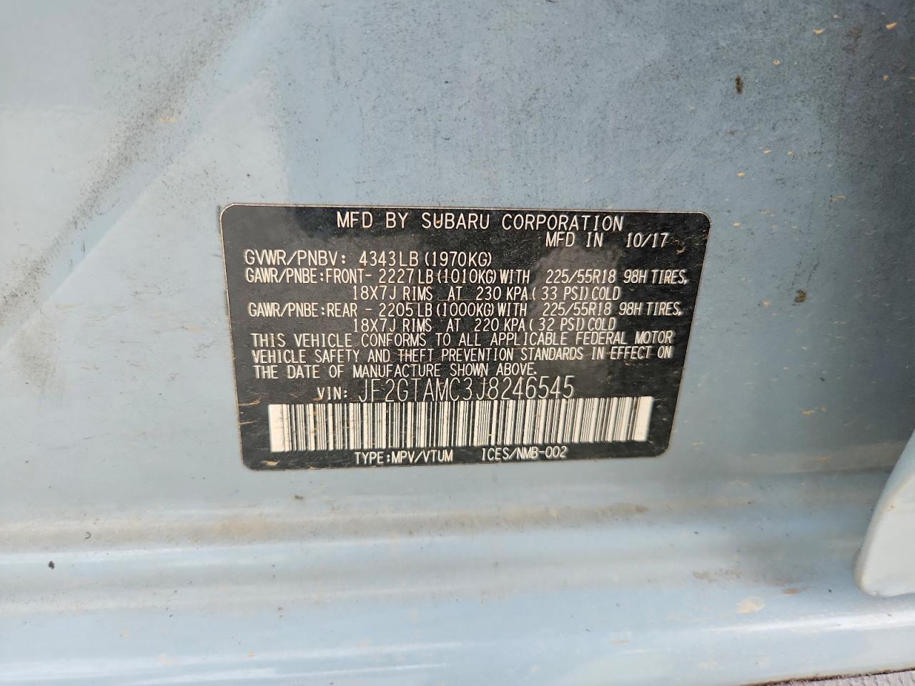 2018 Subaru Crosstrek Limited Gray vin: JF2GTAMC3J8246545