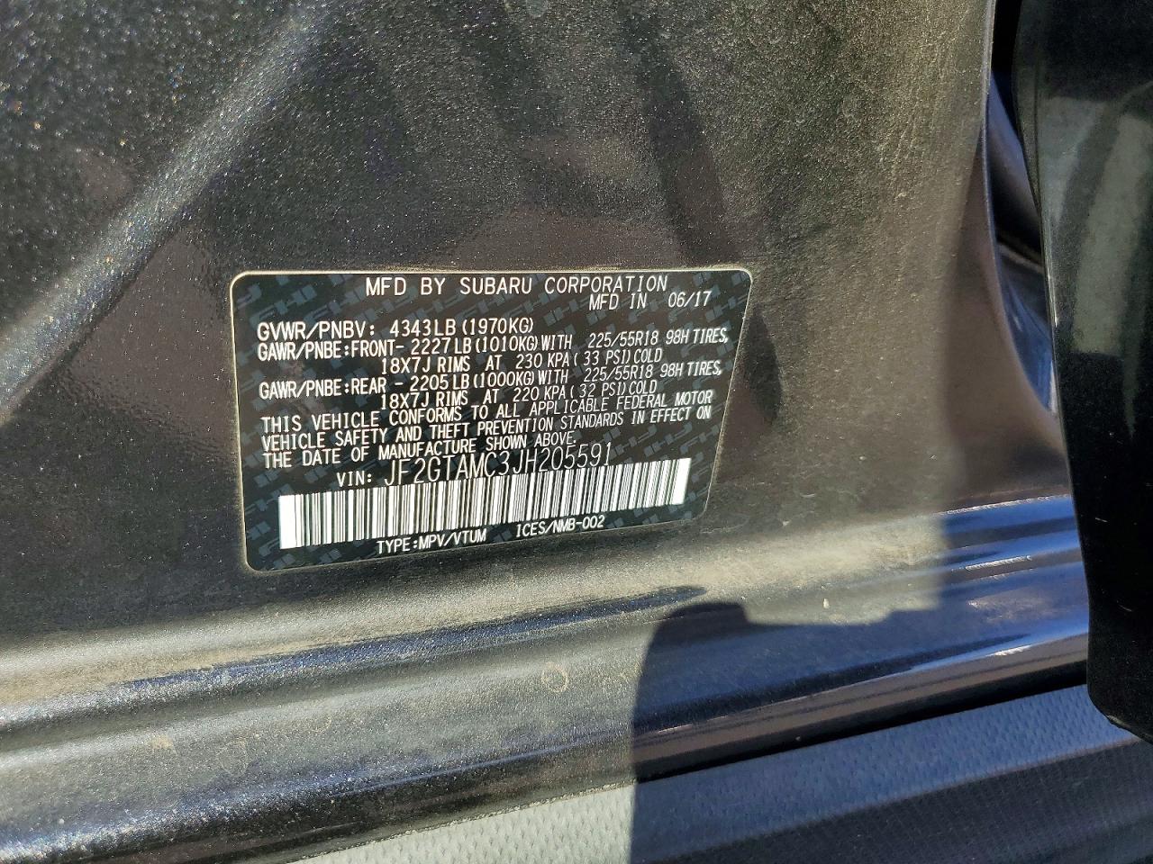 2018 Subaru Crosstrek Limited Charcoal vin: JF2GTAMC3JH205591