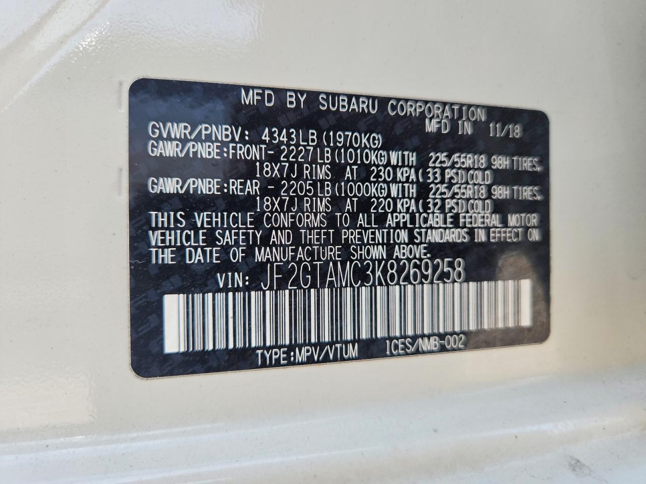 2019 Subaru Crosstrek Limited White vin: JF2GTAMC3K8269258