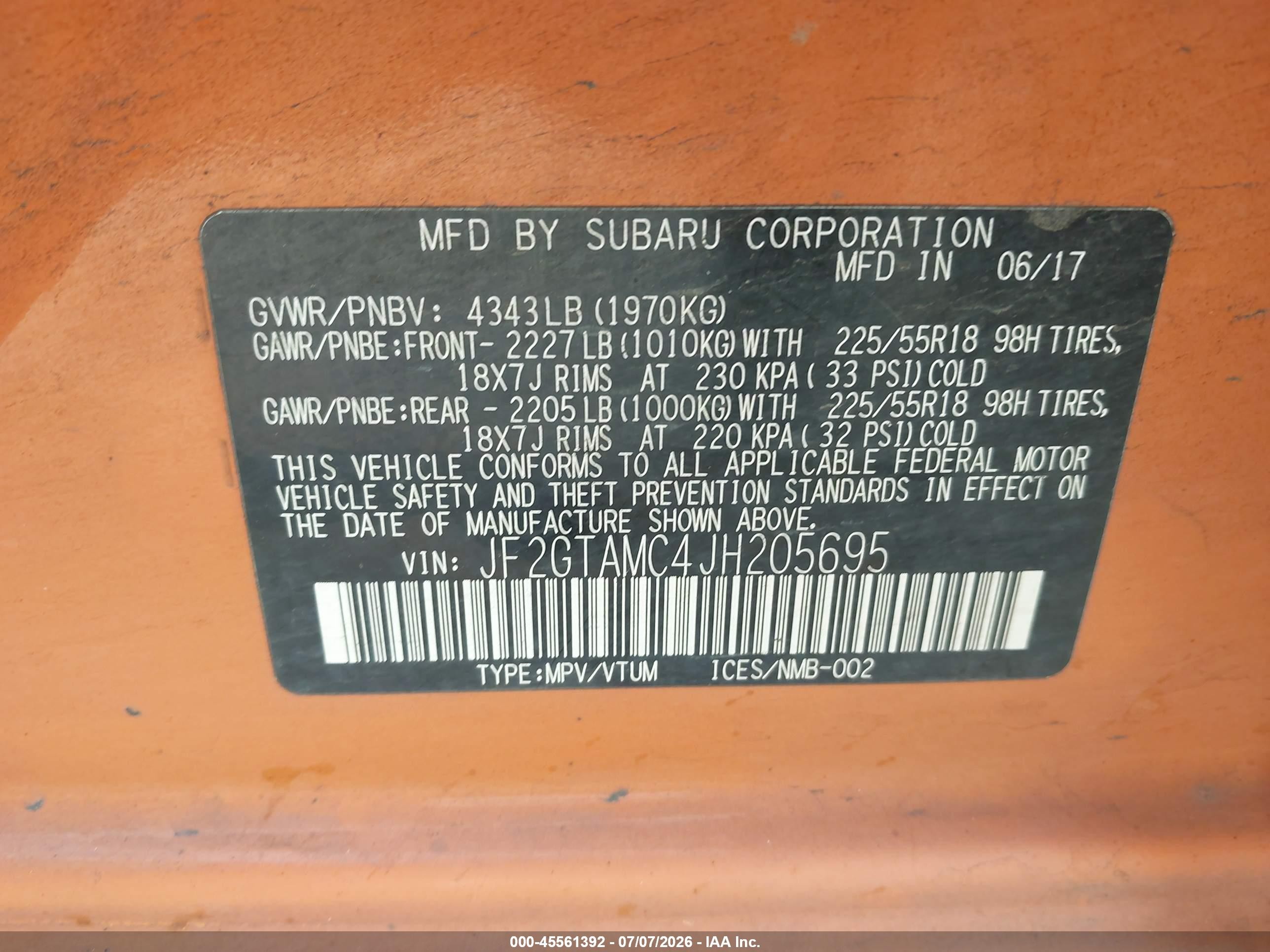 2018 Subaru Crosstrek 2.0i Limited Orange vin: JF2GTAMC4JH205695