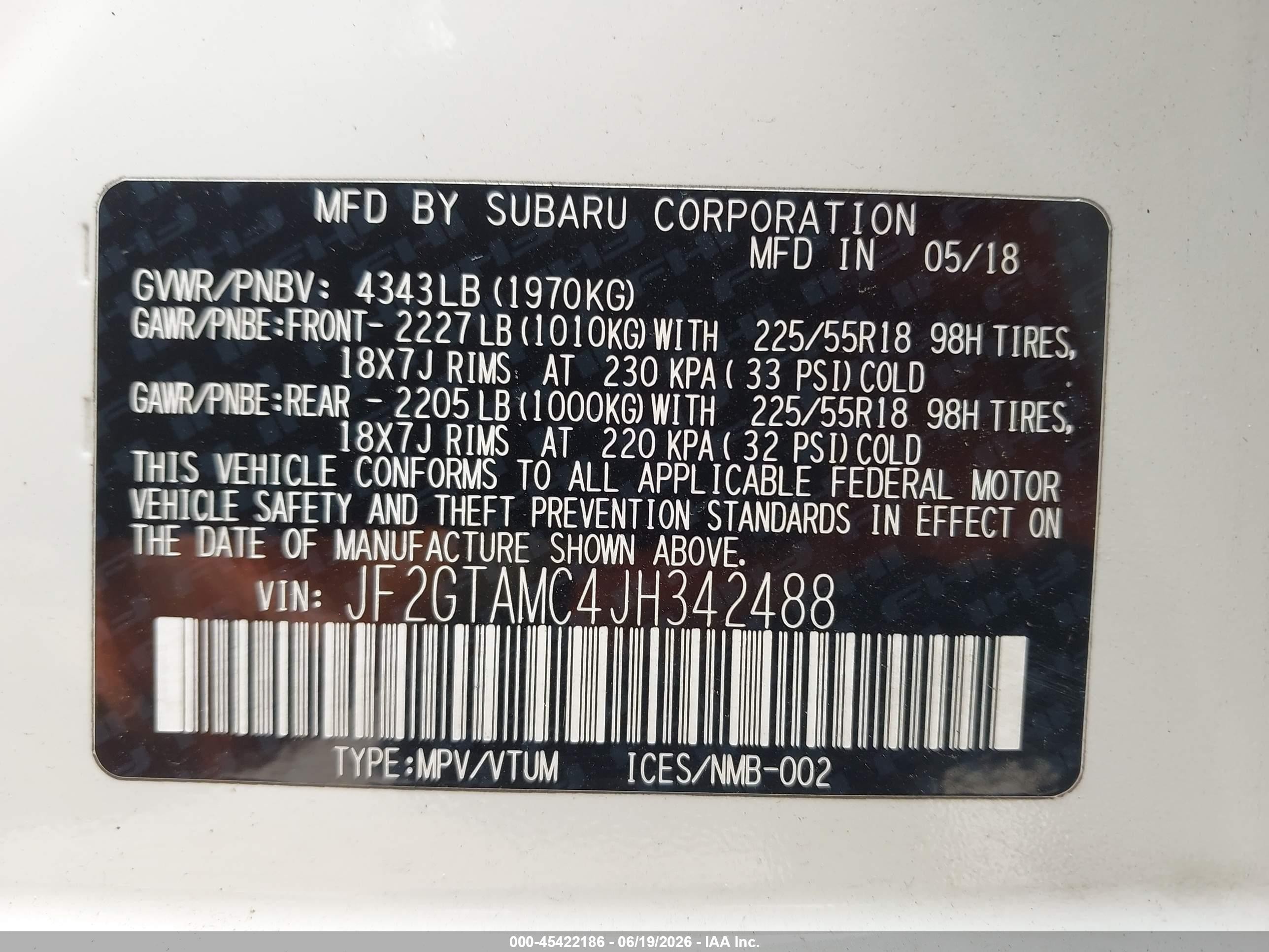 2018 Subaru Crosstrek 2.0i Limited White vin: JF2GTAMC4JH342488