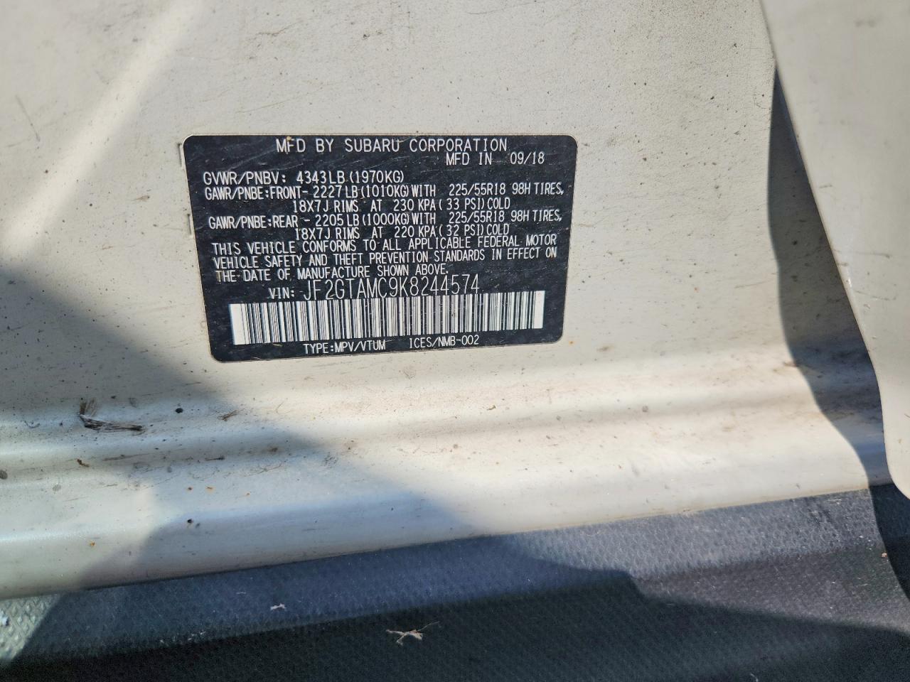 2019 Subaru Crosstrek Limited Белый vin: JF2GTAMC9K8244574
