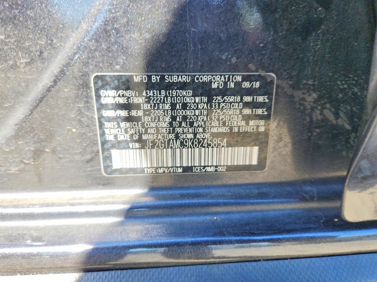 2019 Subaru Crosstrek Limited Серый vin: JF2GTAMC9K8245854