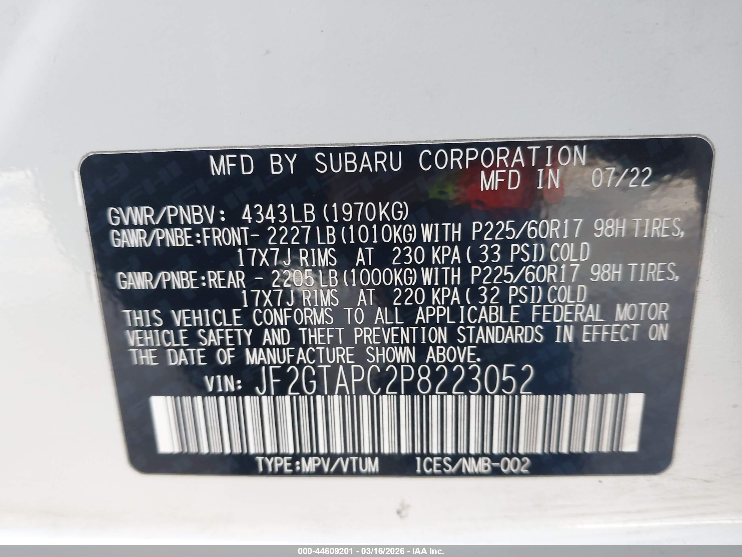 2023 Subaru Crosstrek Premium White vin: JF2GTAPC2P8223052