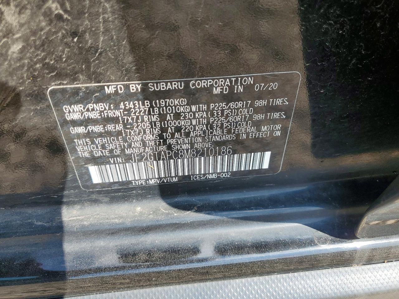 2021 Subaru Crosstrek Premium Black vin: JF2GTAPC8M8210186