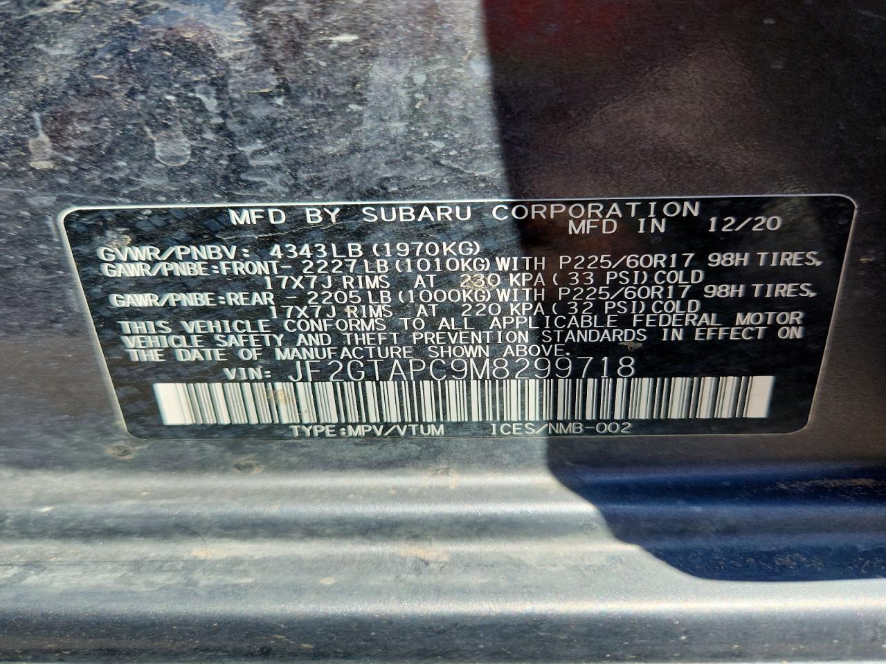 2021 Subaru Crosstrek Premium Gray vin: JF2GTAPC9M8299718